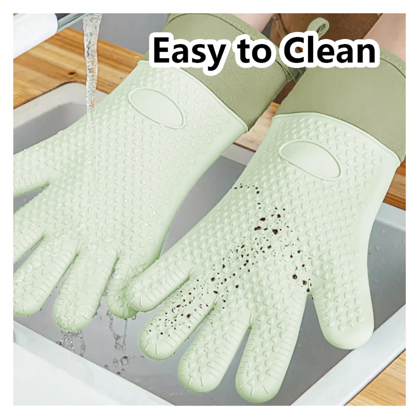 MRKU Guantes de Cocina Largos de Silicona con Dedos para Hornear, Resistentes al Calor, Ideales para barbacoas y Cocina.