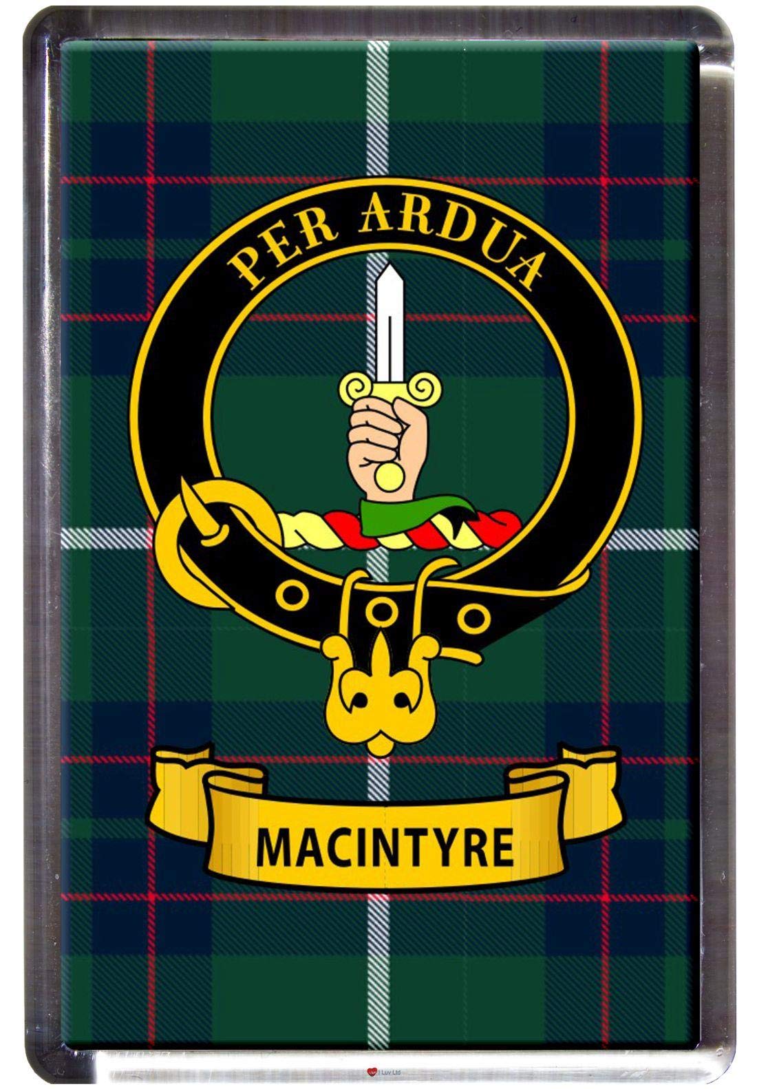 I Luv Ltd Macintyre Clan Tartan Fridge Magnet With Scottish Clan Crest On Clear Acrylic Base