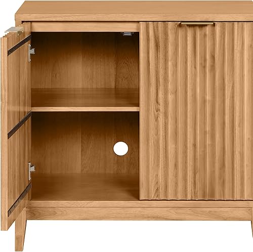 Miniatura 6 de Nathan James Aparador moderno de madera Jasper con puertas estriadas, para cocina o sala de estar, pino cálido