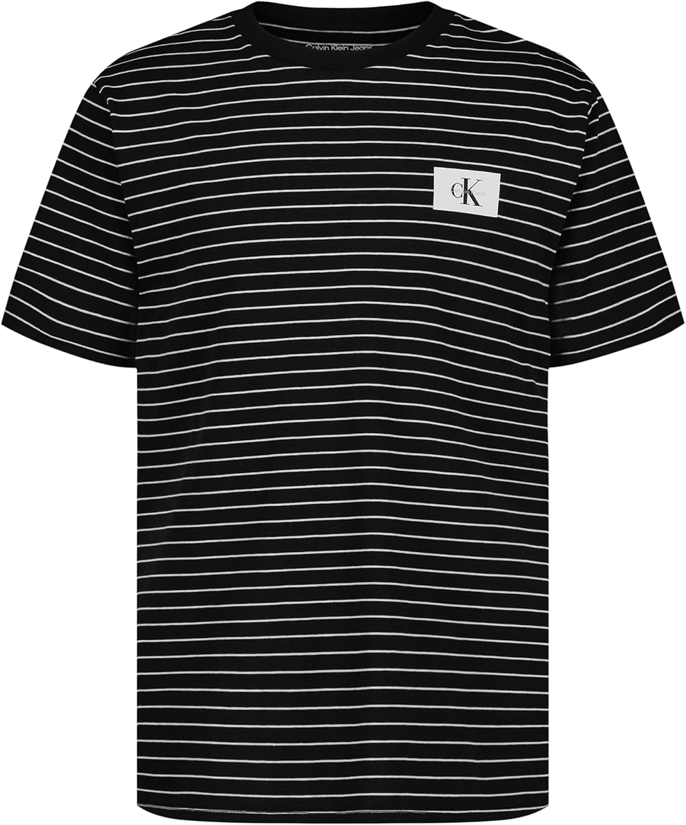 Boys' Short Sleeve Striped Crew Neck T-Shirt, Soft, Comfortable, Relaxed Fit