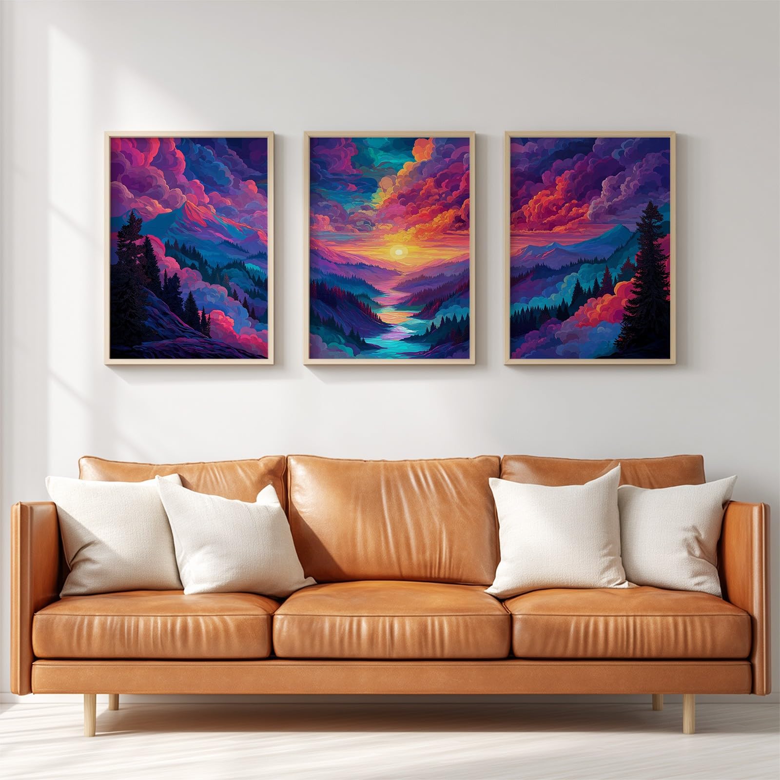 Generisch Zestaw 3 obrazów ściennych z motywem krajobrazu Fantasy 30 x 40 cm