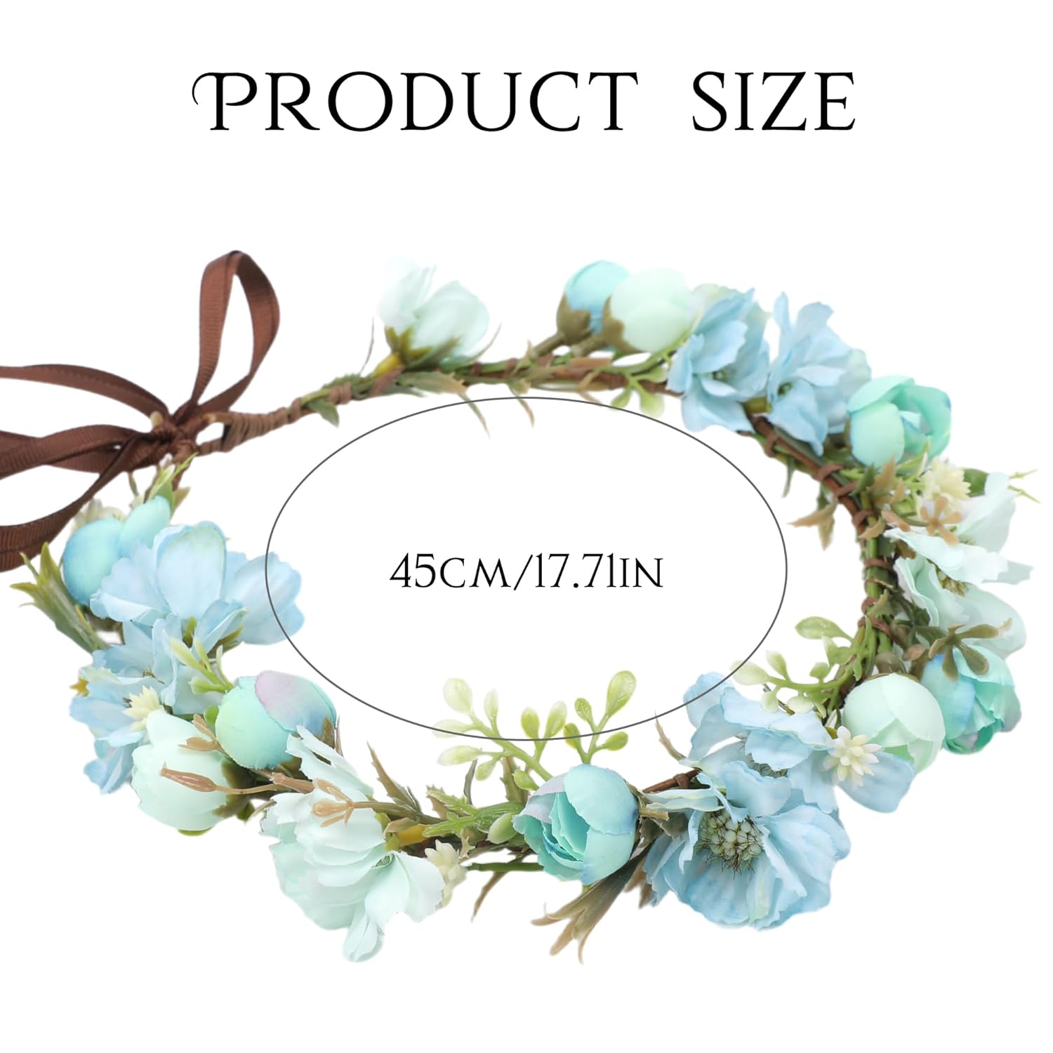 Blue Flower Crown Headband - Handmade Fairy Floral Headpiece with Artificial Rose Boho Bridal Flower Crown for Women Girls Maternity Renaissance Weeding Festivals Birthday Party Headdress - Image 3