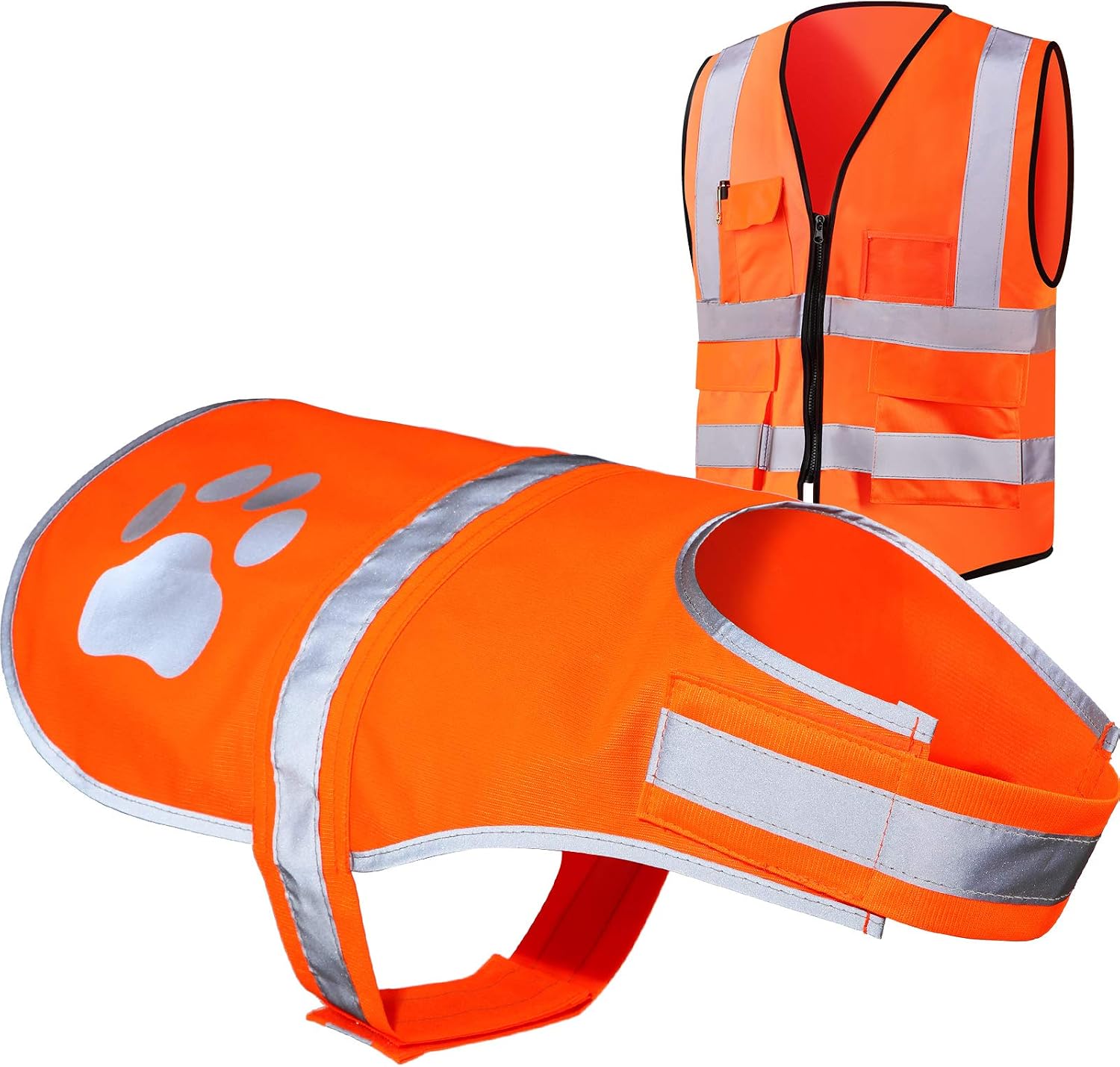 Dog Safety Reflective Vest Visibility Safety Vest with Pockets and Zipper Safety Vest with Reflective Stripes Visible Dog Jacket for…