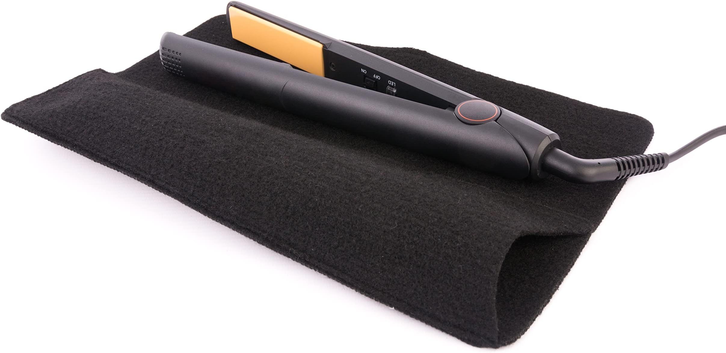 Black Heat Resistant Travel Straightening Iron Mat with Pouch by Mateque by mateque