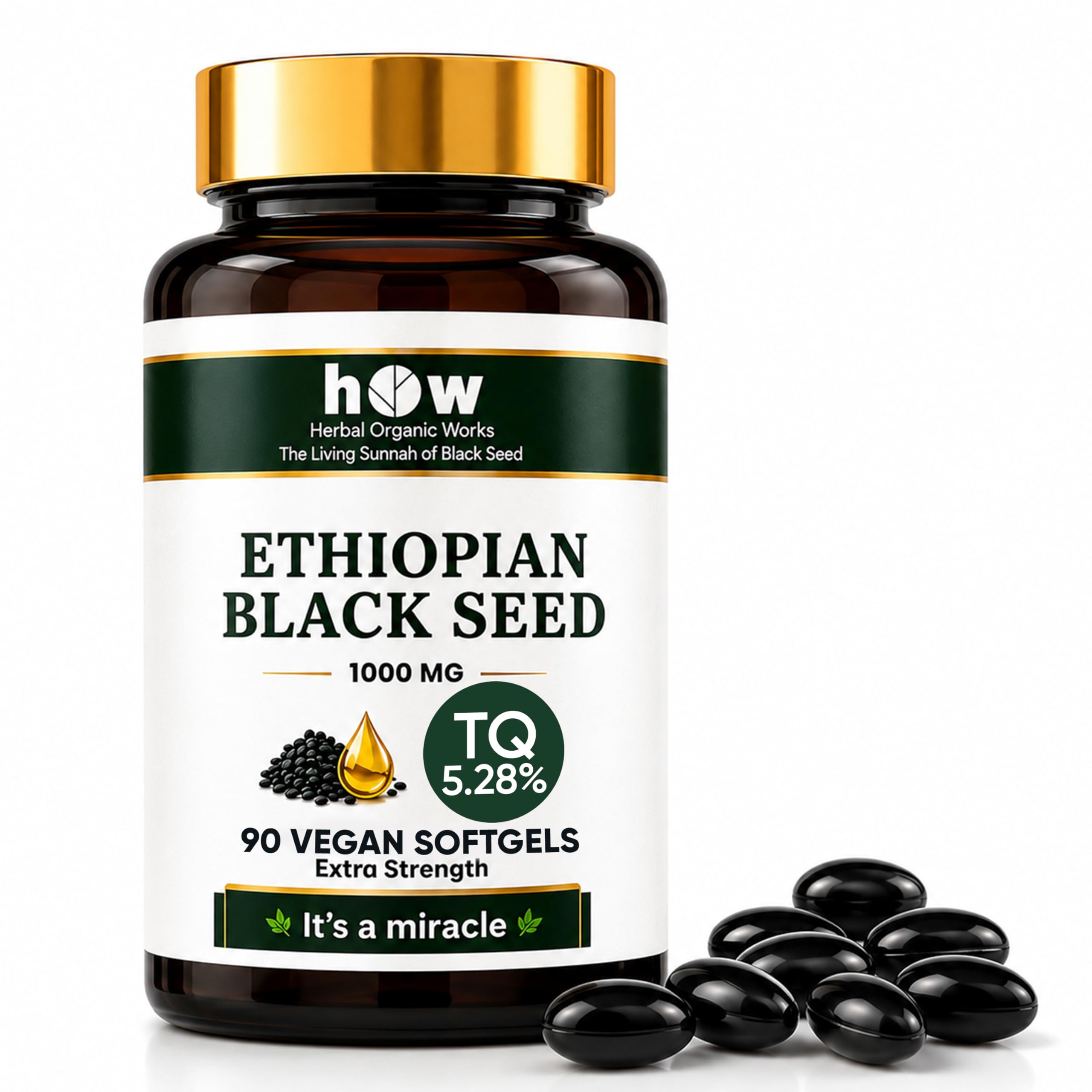 Herbal Organic Works Ethiopian Black Seed Oil Softgels 5.28% TQ
