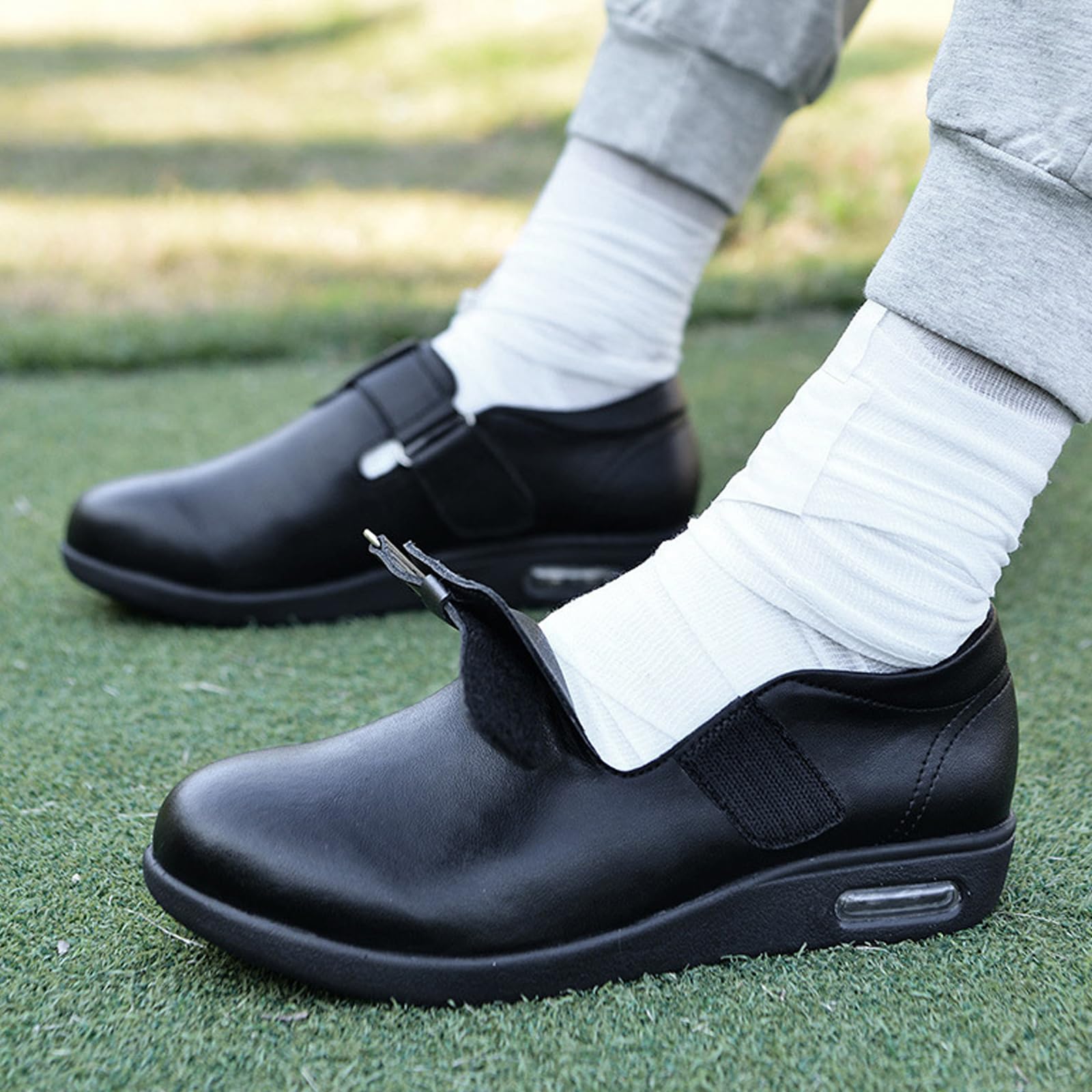 bumuam Scarpe Uomo Pelle per Diabetici Extra Larghe Scarpe Ortopediche Uomo Sneakers in Pelle Regolabili Largo Comfort per Piedi Gonfi Scarpe