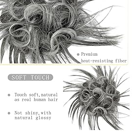 HMD Tousled Updo Messy Bun Hair Piece Hair Extension Ponytail With Elastic Rubber Band Updo Bun Synthetic Hairpieces for Women