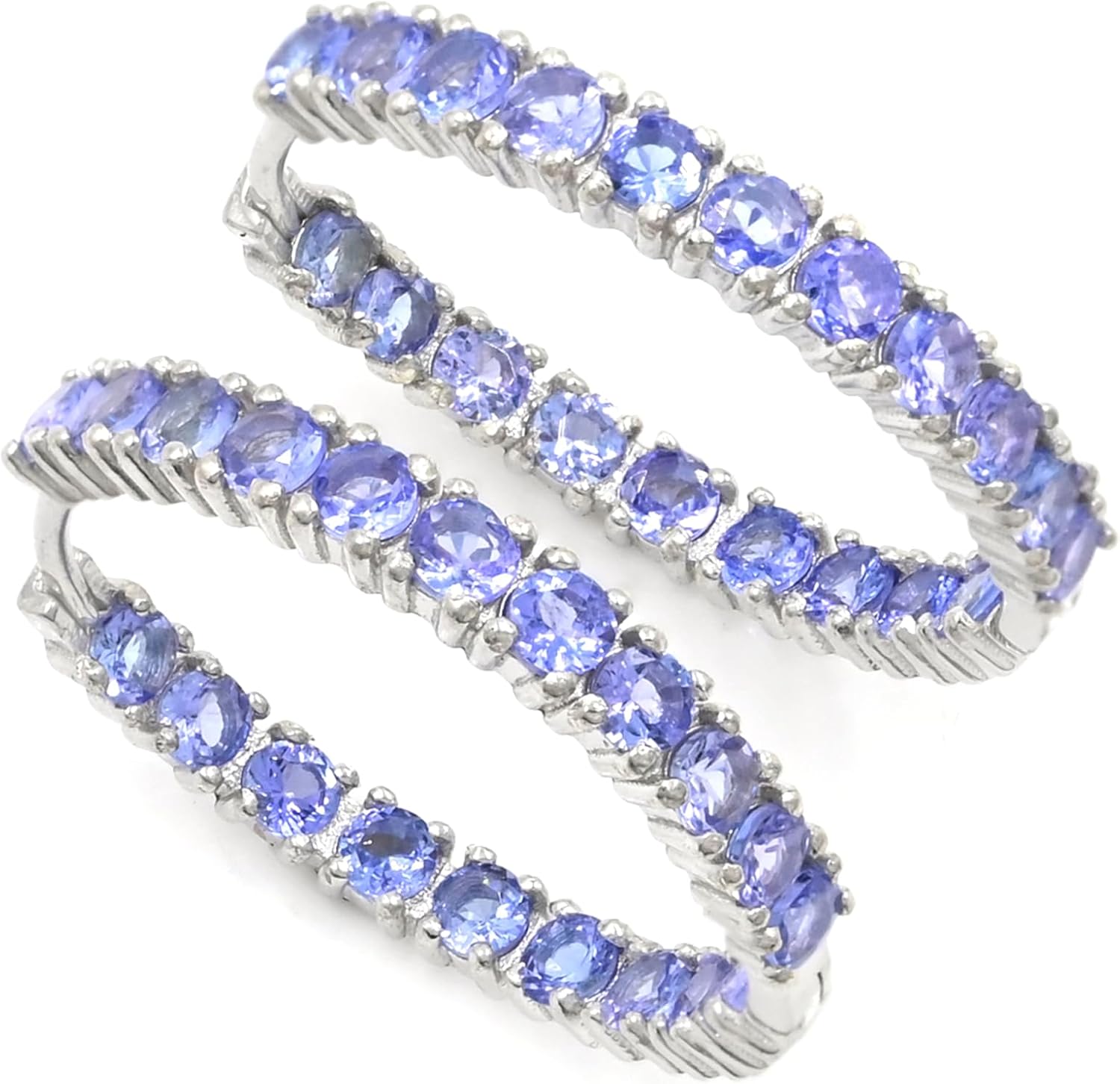 Natural Tanzanite Hoop Earrings for Women | 925 Sterling Silver 3mm Round Cut Tennis-Style Tanzanite Hoops | December Birthstone Fine Earrings | Elegant Women Jewelry | Engagement Gift for Her
