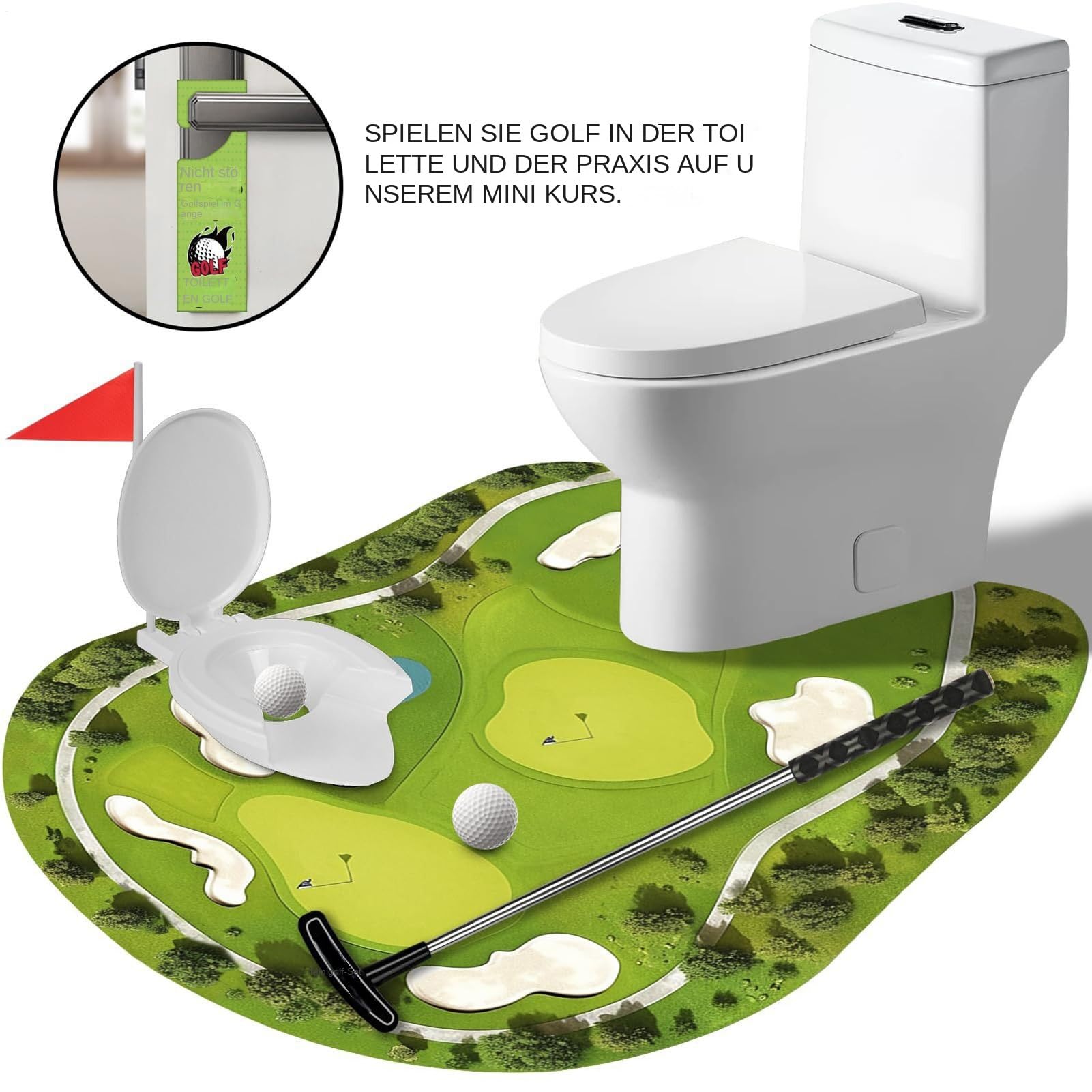 Kit de Jeu de Golf pour Toilettes 80 x 67 cm - Jouet d'entraînement pour Salle de Bain
