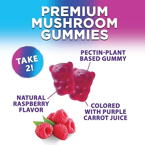 Miniatura 7 de Gomitas de suplemento de hongos, 12 en 1 con melena de león, reishi, cordyceps, complejo de hongos de cola de chaga y pavo, apoyo inmunológico y