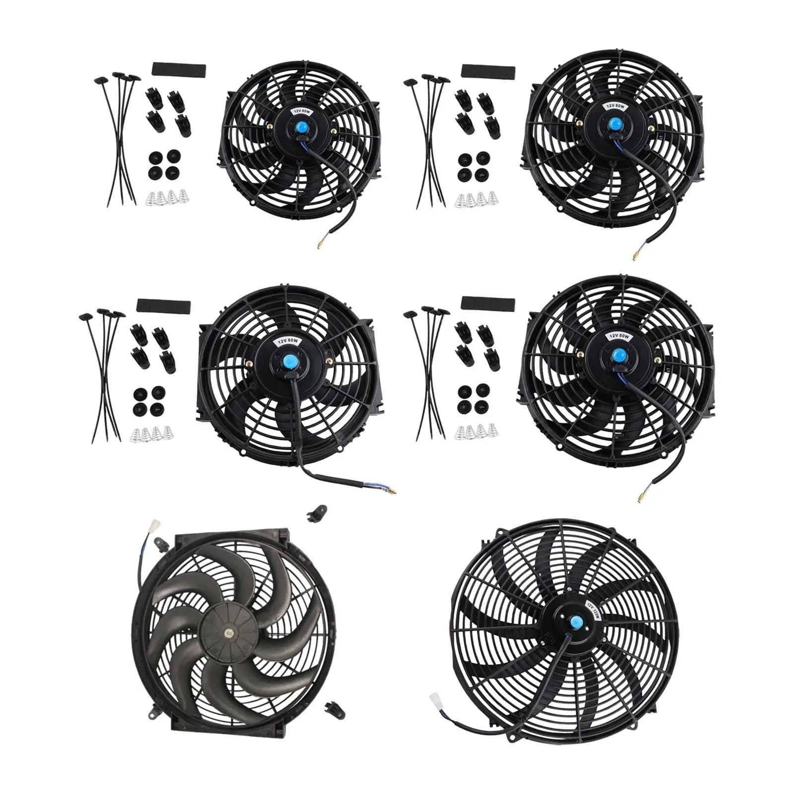 Wspornik radiatora Wentylator Chłodnicy Silnika Samochody Klimatyzacja Naprawa Zakrzywione Łopatki Uniwersalne Akcesoria Część Chłodnica Chłodzenie(12inch 12V80W)