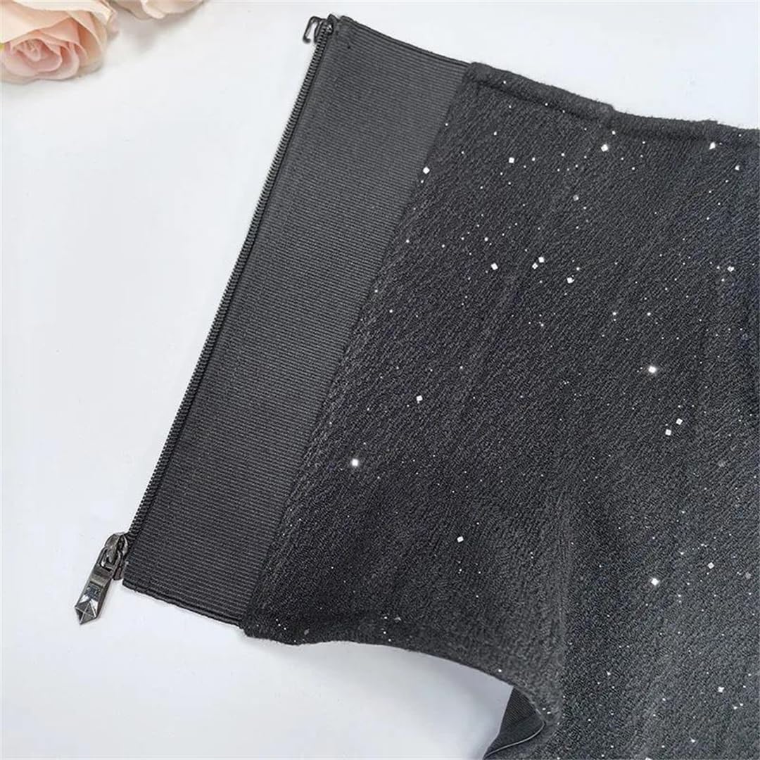 Yeuyyben Canotta da donna in misto lana senza maniche tinta unita con paillettes ispessite abbigliamento interno outwear moda top