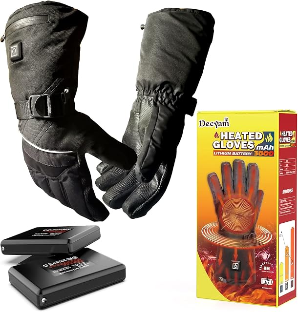 Decyam Heated Gloves Rechargeable Hand Warmers - Electric Touchscreen Winter Gloves for Men Women for Motorcycle Cycling Motorbike Hiking Riding