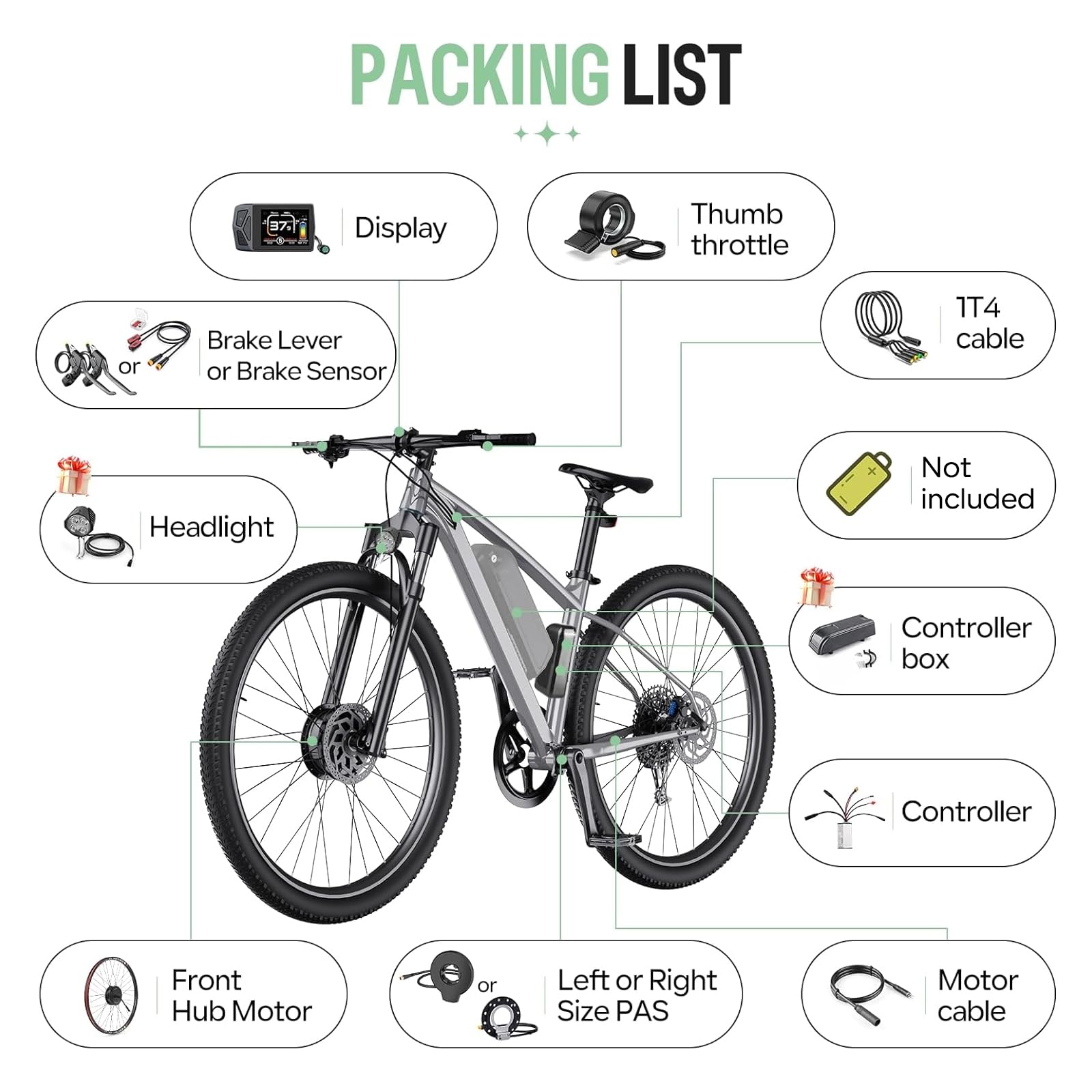 BAFANG 48V 500W Vorderrad G020 E-Bike Umbausatz 26 Zoll Nabenmotor Vorderradfelge-Brushless Frontmotor Electric Bike Conversion Kit mit DZ40 Mini Display für City und Mountainbikes