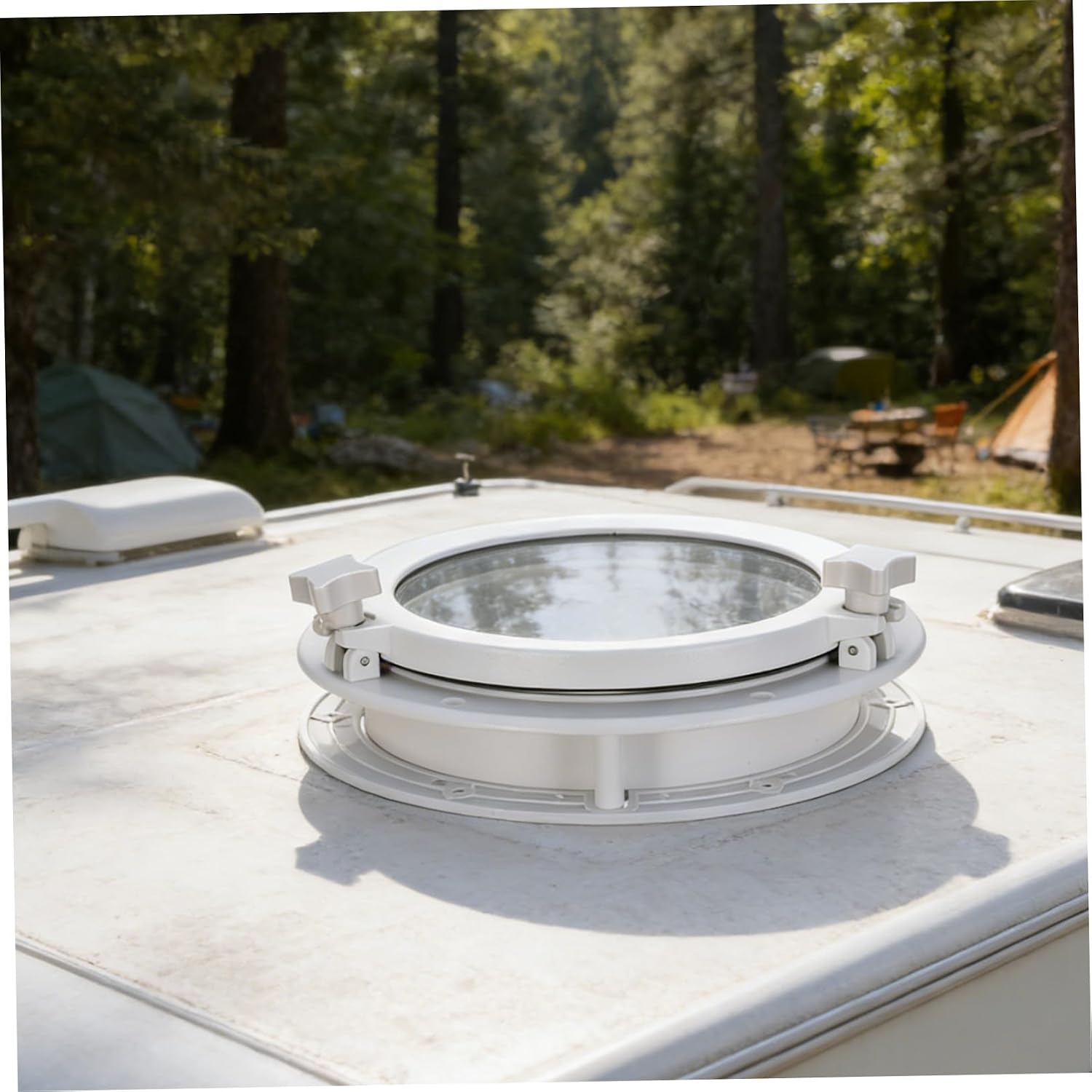 Marine round Circular Window 265mm Outer Diameter Boat and Rv Cabin Hatch Vent Replacement Window for Yacht and Camper Exterior