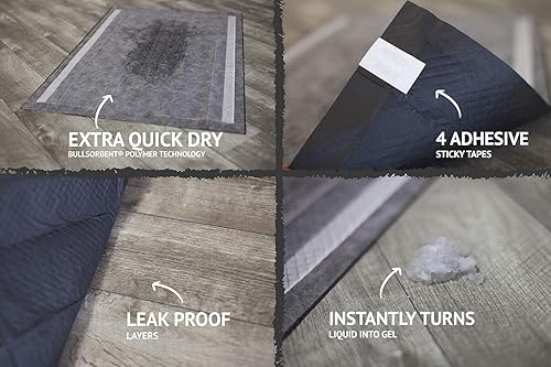 Vista 7 de Bulldoglogy Carbon Black XL Almohadillas para orina de perro para perros extra grandes con cinta adhesiva pegajosa - Almohadillas desechables