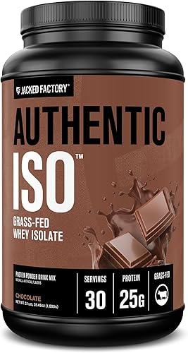 Jacked Factory Auténtico polvo aislado de proteína de suero alimentado con pasto ISO  Bajo en carbohidratos, proteína de construcción muscular sin
