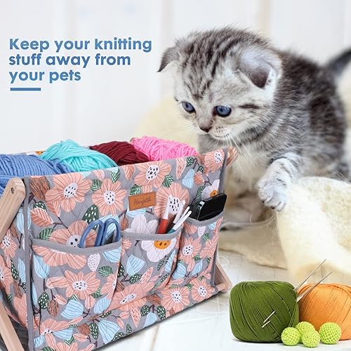 Miniatura 5 de Yarn Caddy - Organizador de almacenamiento de hilo de gran tamaño para madejas de hilo, organizador para ganchillos, agujas de tejer, otros