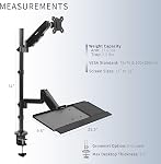 VIVO Sit-Stand Height Adjustable Pneumatic Spring Arm Keyboard Tray Desk Mount for 1 Screen up to 32 inches STAND-SIT1B