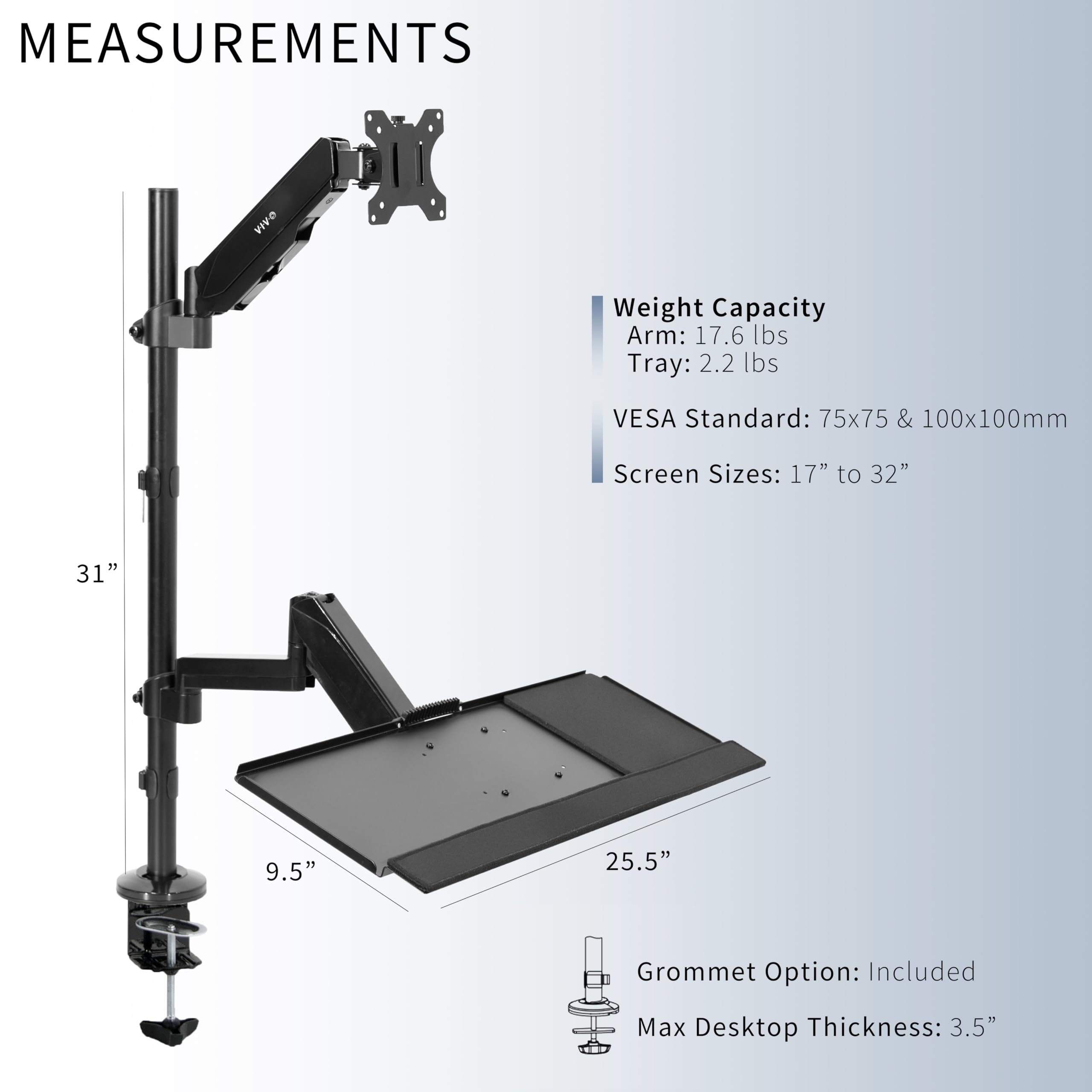Amazon.com: VIVO Sit-Stand Height Adjustable Pneumatic Spring Arm