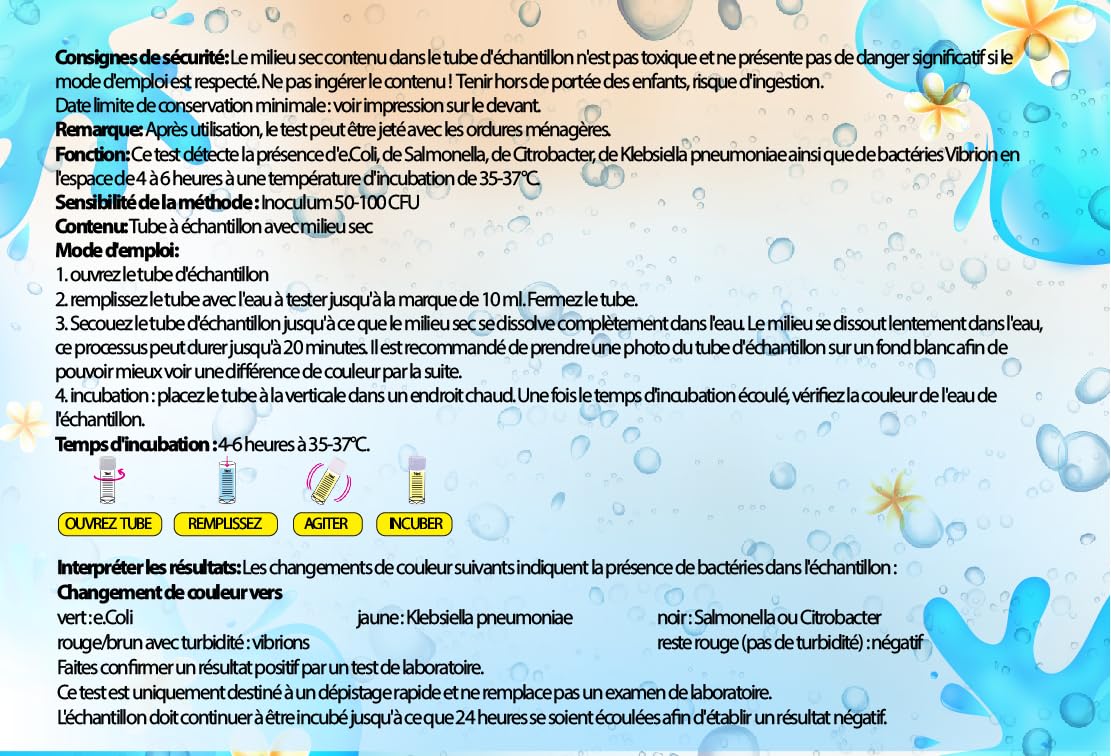 Prueba de bacterias rápida 4-6 horas Prueba de agua 5 en 1 para e.Coli, Salmonella, Citrobacter, Klebsiella y Vibrionen Prueba de bacterias en agua potable y agua