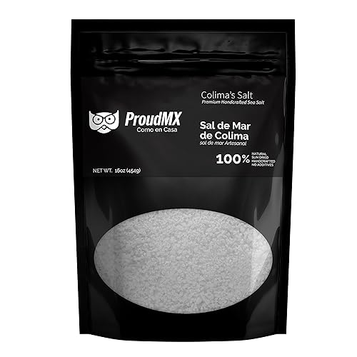 ProudMX Sal marina gourmet - Sal de Mar de Colima, natural, hecho a mano, México, Premium, sin gluten, ideal para cocinar, 1 libra