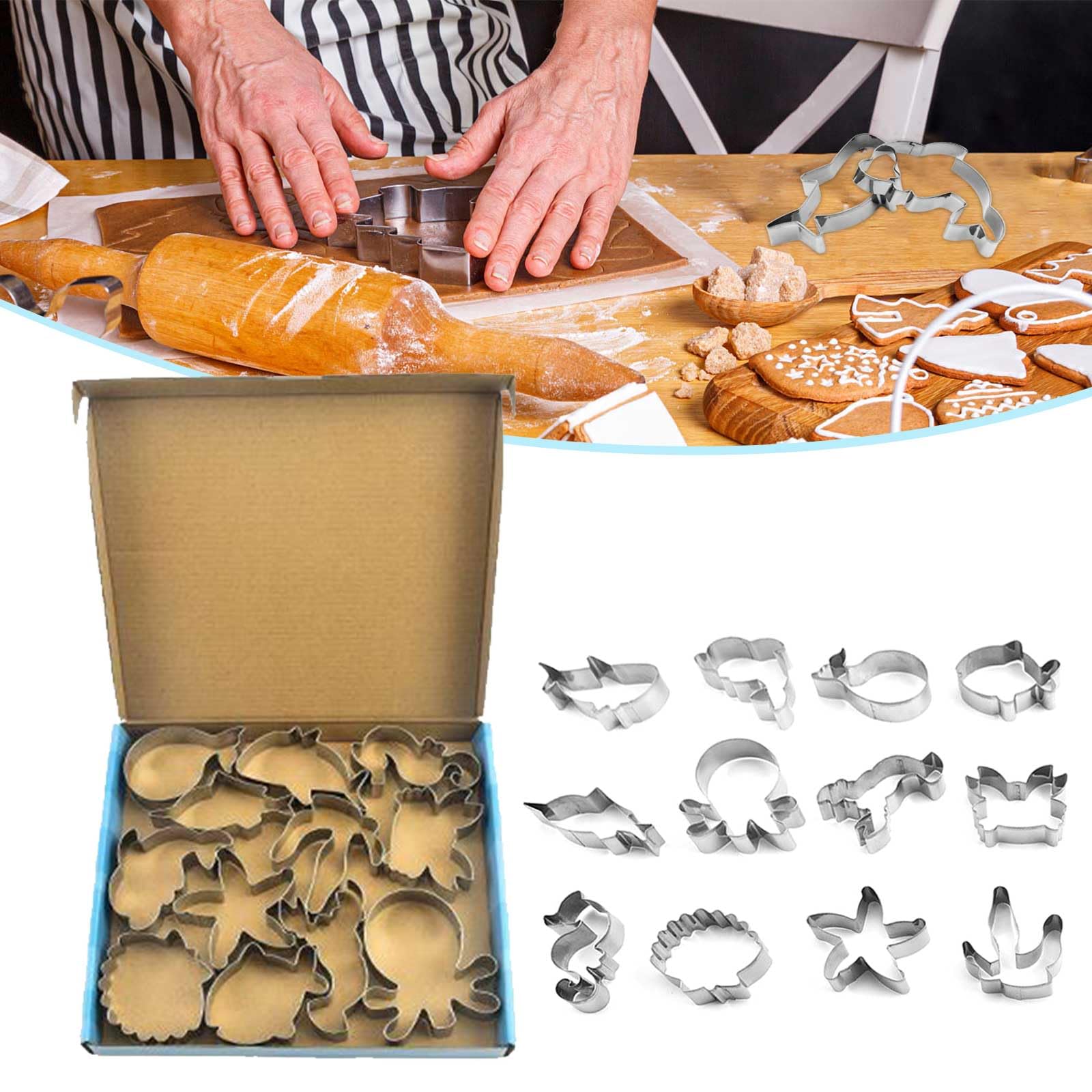 Stampini Biscotti Animali Marini - 12 Formine Acciaio Inox Per Dolci - Foto 5