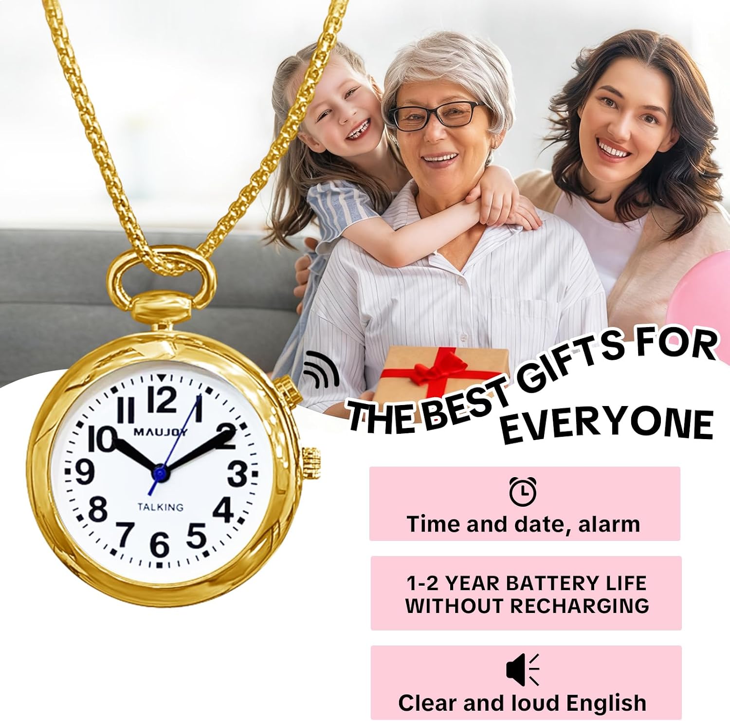 Men's English Atomic Talking Watch Announces Time, Date & Alarm
