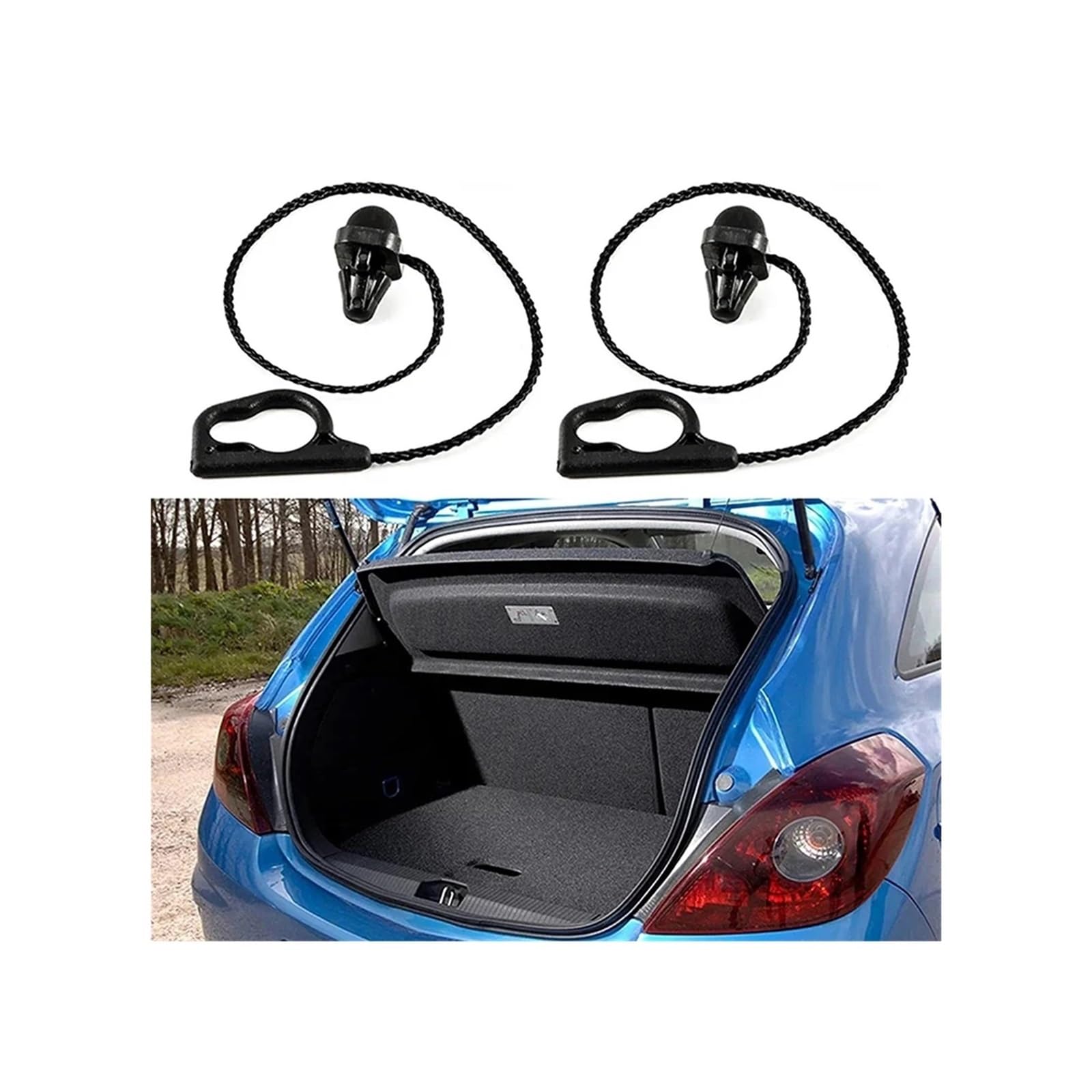 CordóN Bandeja Maletero Compatible con Opel para Corsa D 2007-2015 Modelos De 5 Puertas Cordón De Tracción para Maletero Coche Correa Estante Trasero Paquetes 13367836(2 Pcs)