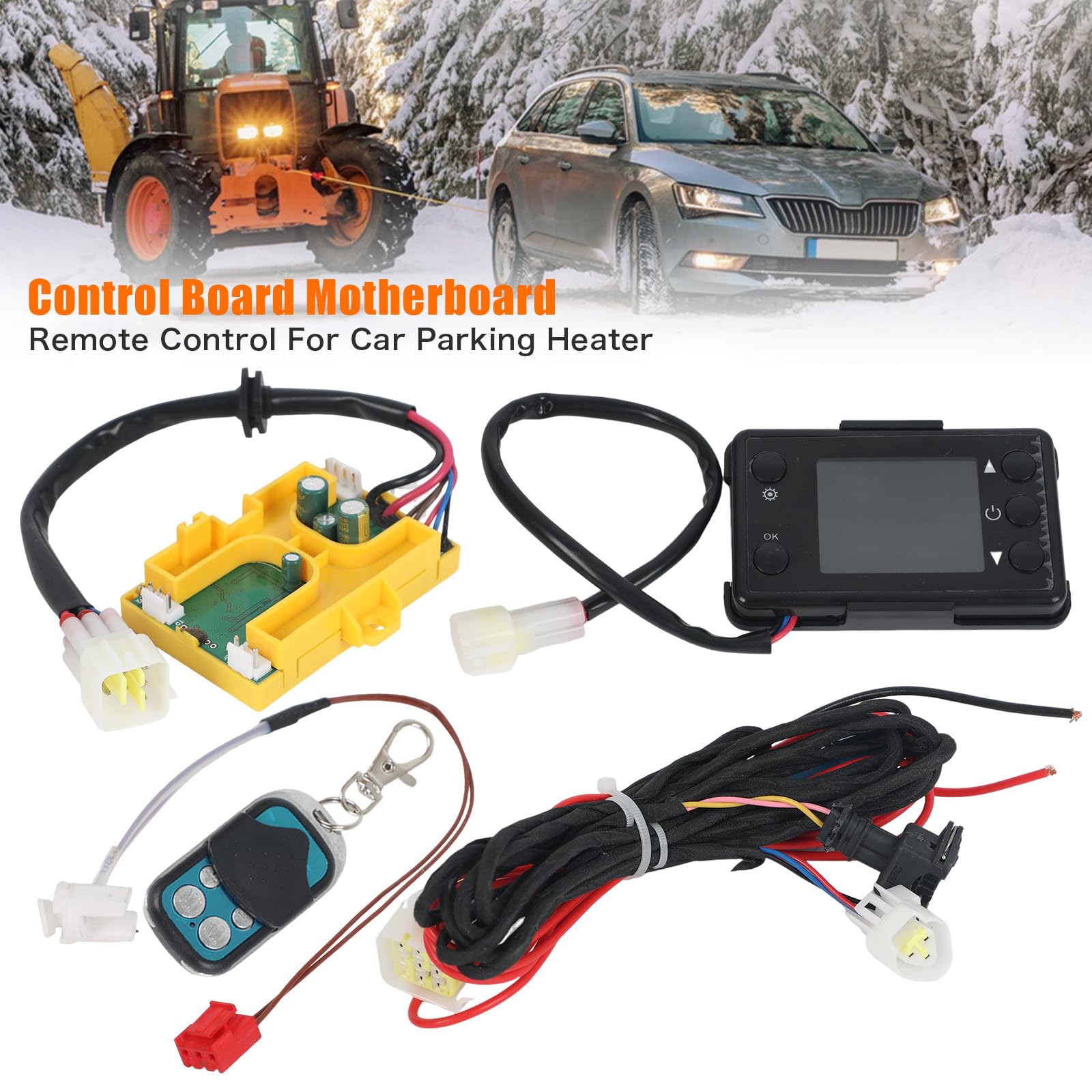 12 V / 24 V Auto-Luftdieselheizungsset, 3rd Hauptplatine Steuerplatine mit Fernbedienung + LCD-Monitorschalter + Kabelbaum + Sensor für chinesische Dieselheizung 2 kW, 3 kW, 5 kW, 8 kW