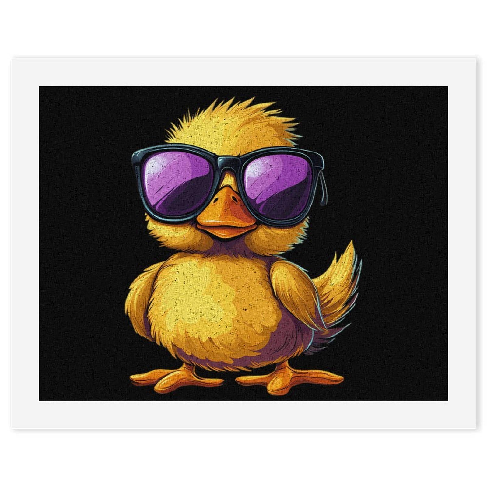 Malen nach Zahlen, Motiv: niedliche Ente mit Brille, für Erwachsene, Anfänger, bunt, DIY, einfaches Malen für Zuhause, Wanddekoration