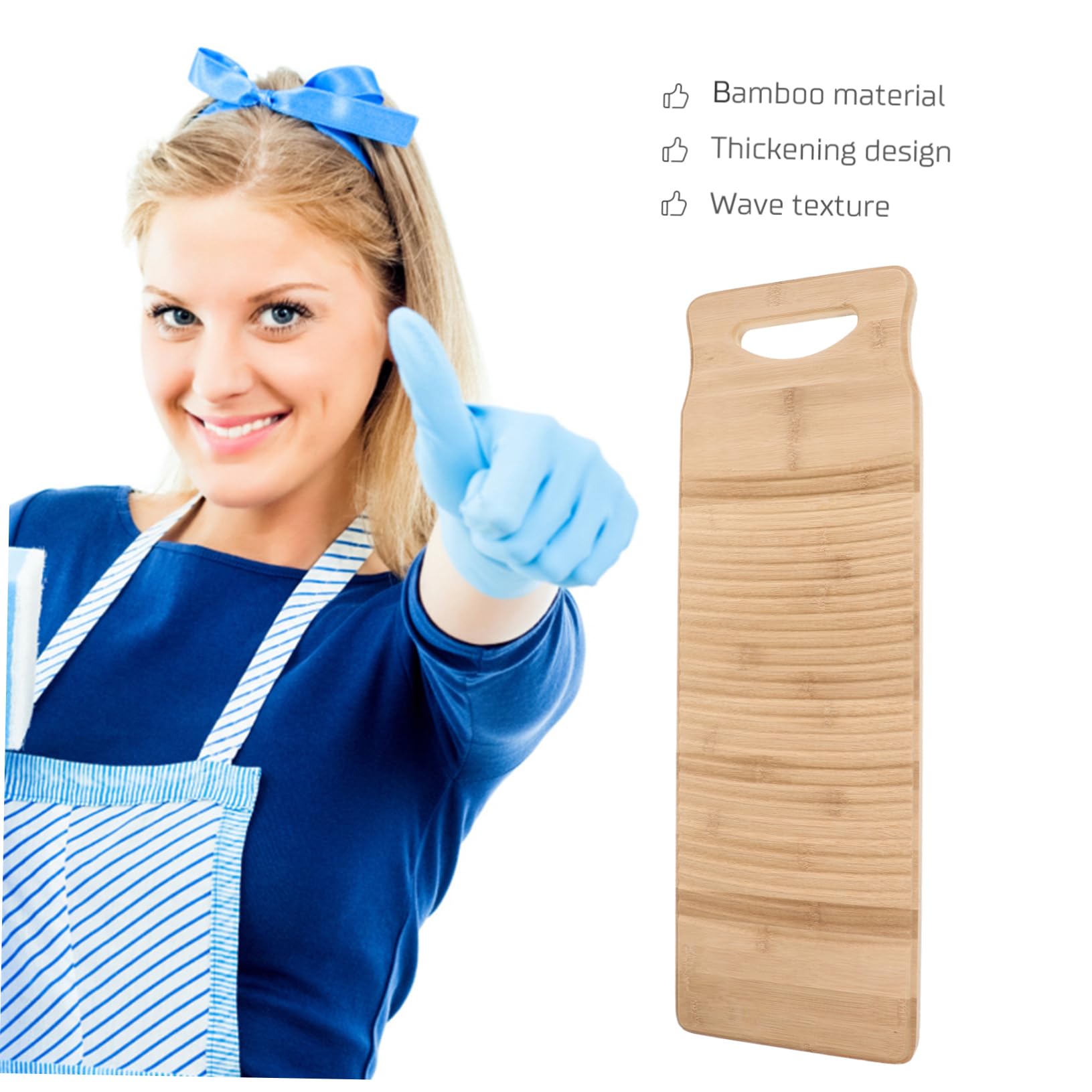 COLLBATH ASSE per Lavare in bambù Ispessito ASSE per Lavare Bucato Antiscivolo 60 Cm