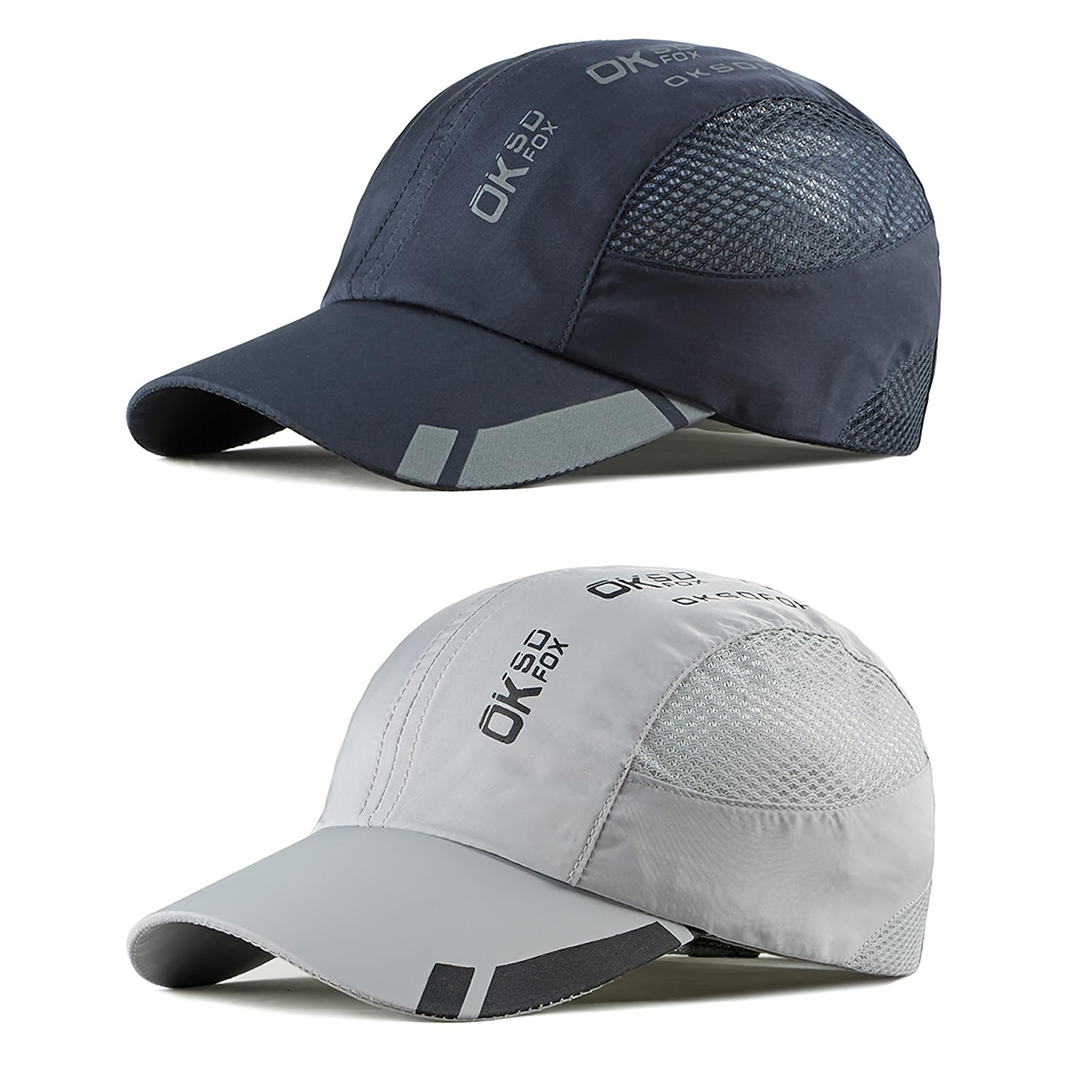 AYPOW 2 Packs Quick Dry Baseball Cap Unisex, Fashion Sports Cap Outdoor Mesh Running Cap, Foldable Adjustable Lightweight UV Protection Summer Sun Hat for Hiking Camping Golf Climbing
