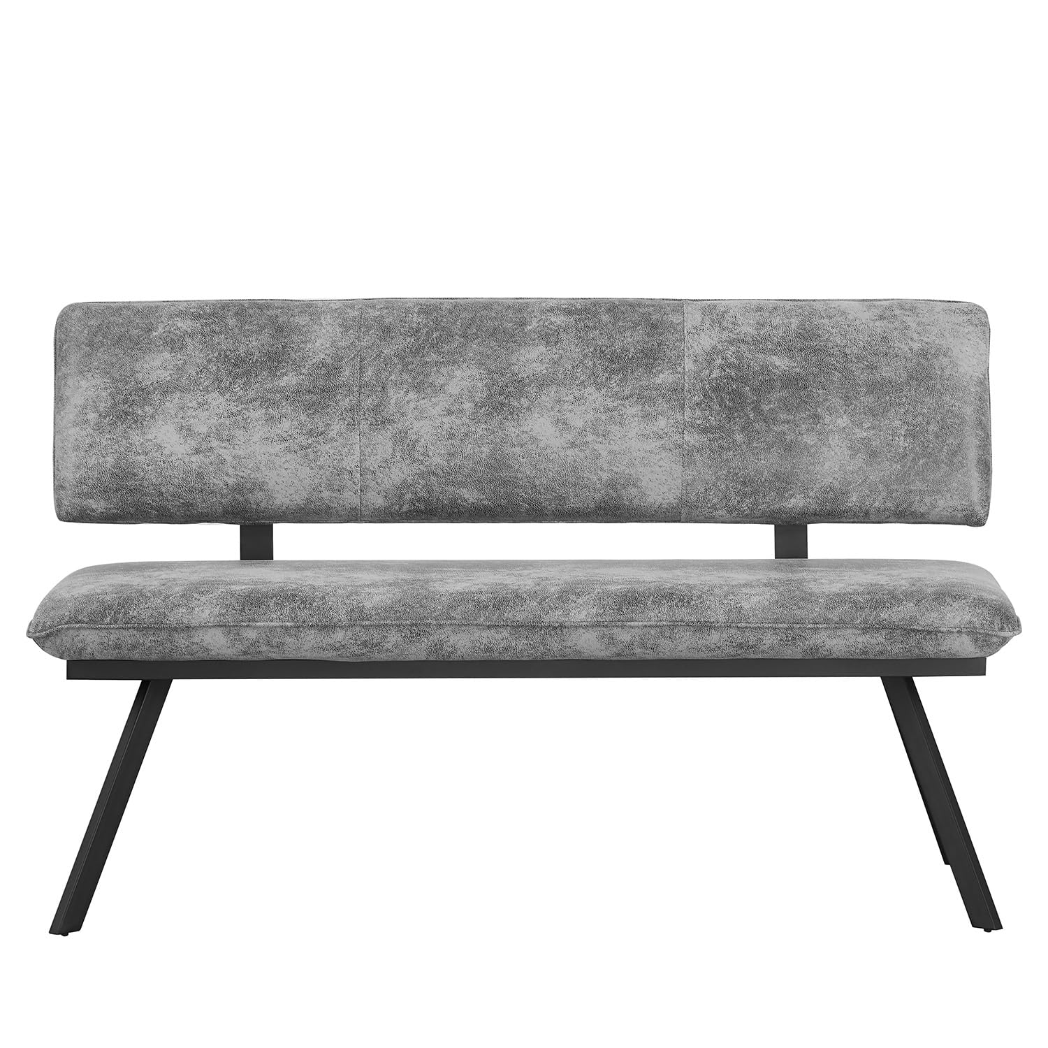 B&D home Banc Juna, Banc de Salle à Manger 140cm rembourré avec Dossier Structure métallique pour Salle à Manger, Couloir, vestiaire, Design Industriel Moderne, Aspect Daim Gris, 11310-140-GRAU
