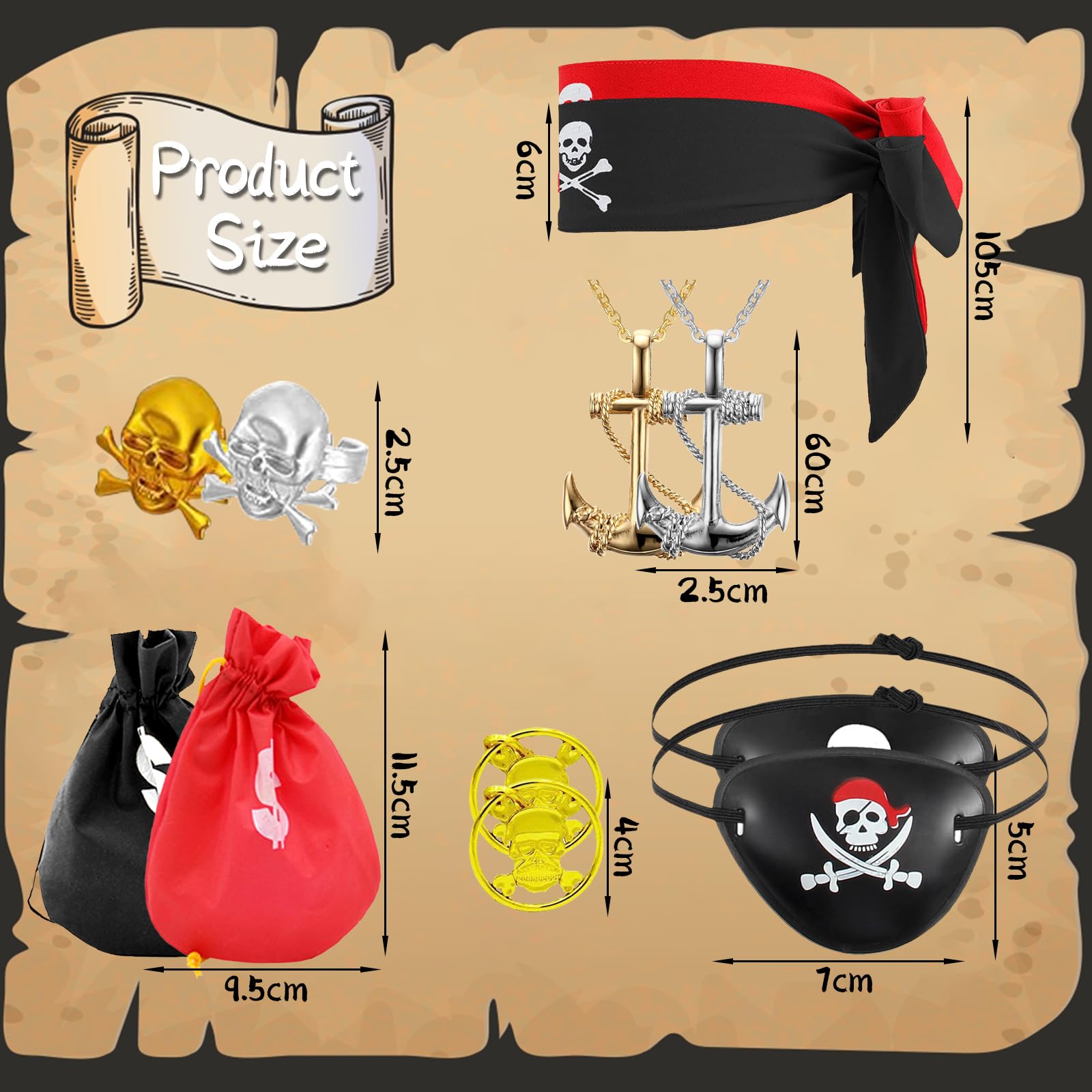 12 PCS Pirate Accessories Adult Set - Image 2