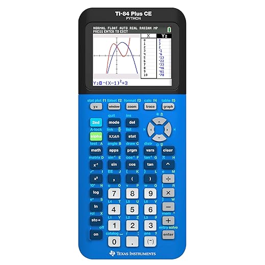 Texas Instruments TI-84 Plus CE Color Graphing Calculator, Bionic Blue Small