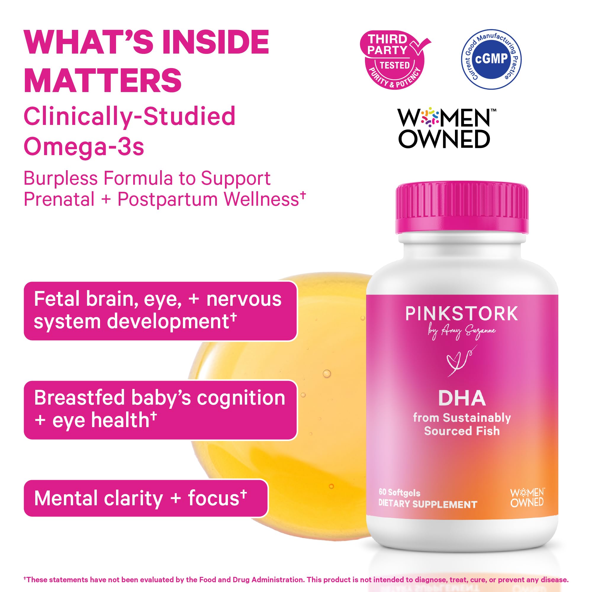 Pink Stork Omega-3 Fish Oil, 540mg DHA + EPA, 60 Softgels — Amazon image 2