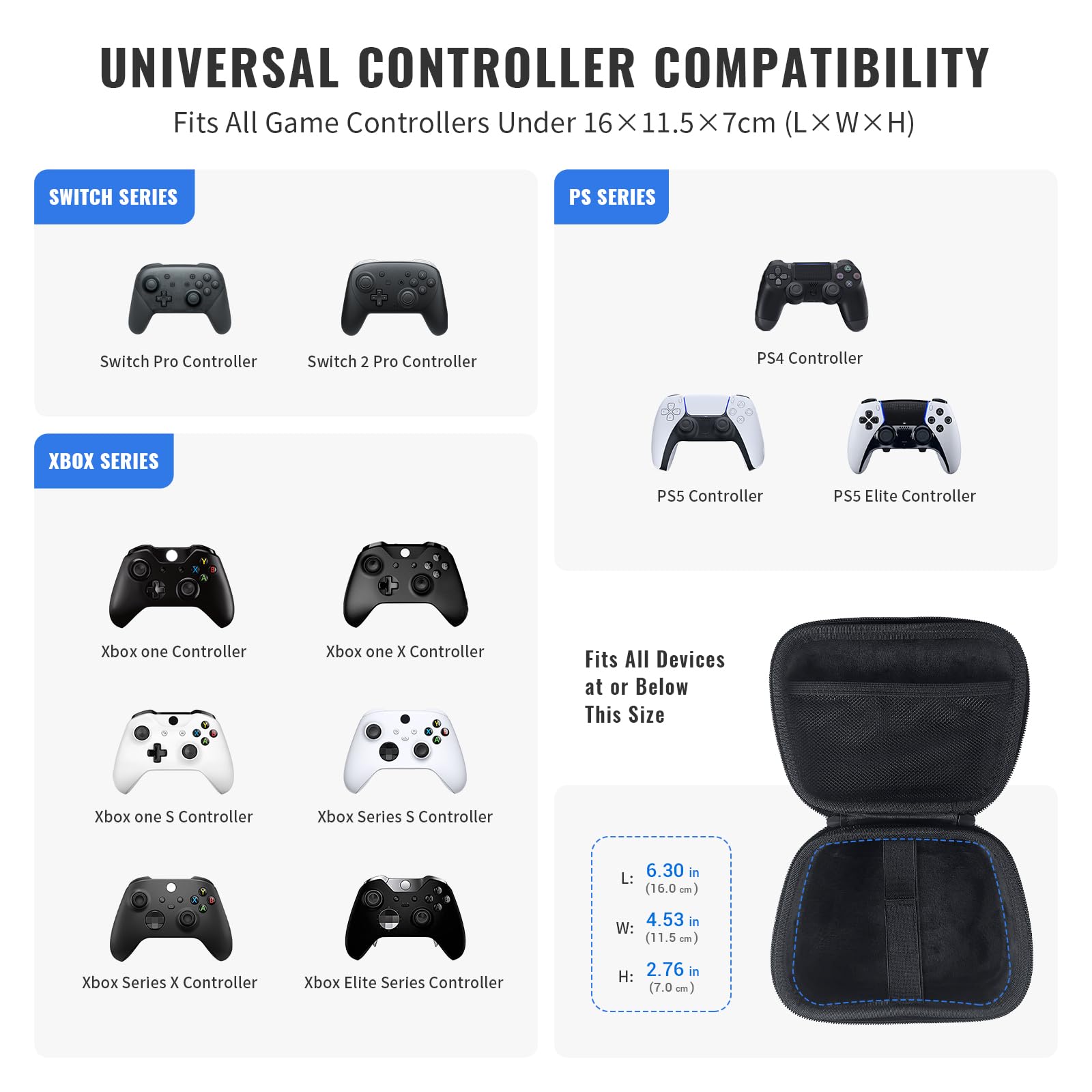 Custodia universale per controller compatibile con Steam Machine/PS5/Nintendo Switch/Xbox Series e altri, custodia da viaggio, custodia protettiva rigida per il trasporto