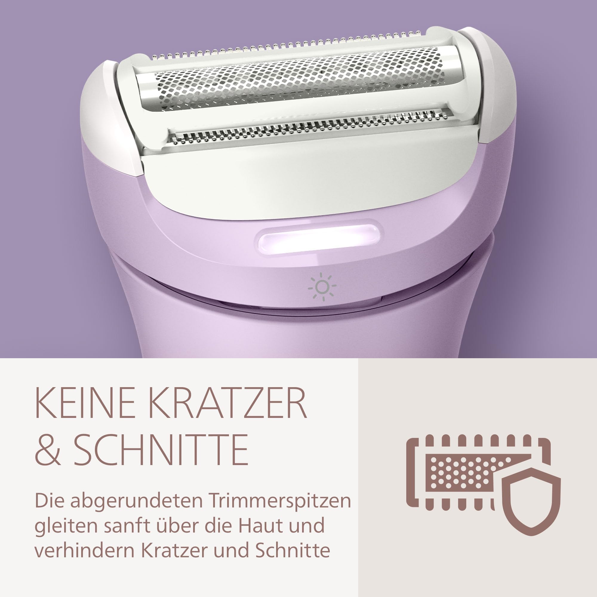 Philips Lady Shaver Series 8000 - kabelloser elektrischer Rasierer, nass und trocken, 3-Klingen-System, flexibler Scherkopf, LED-Licht, Beine/Körper/Bikinizone, 100 Min. Laufzeit, Modell BRL149/00