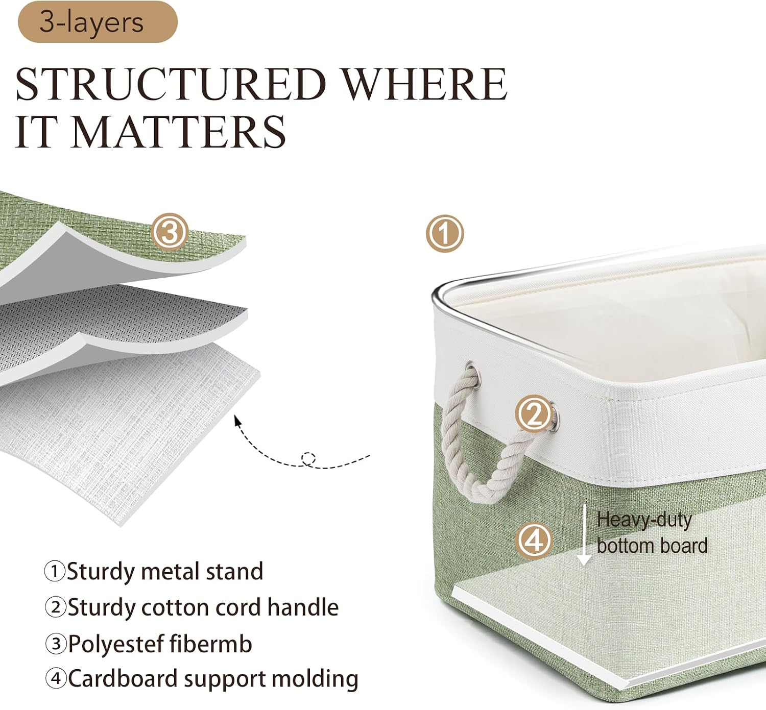 15x11x10 In Foldable Fabric Large Storage Bins with Handle 3 Pack