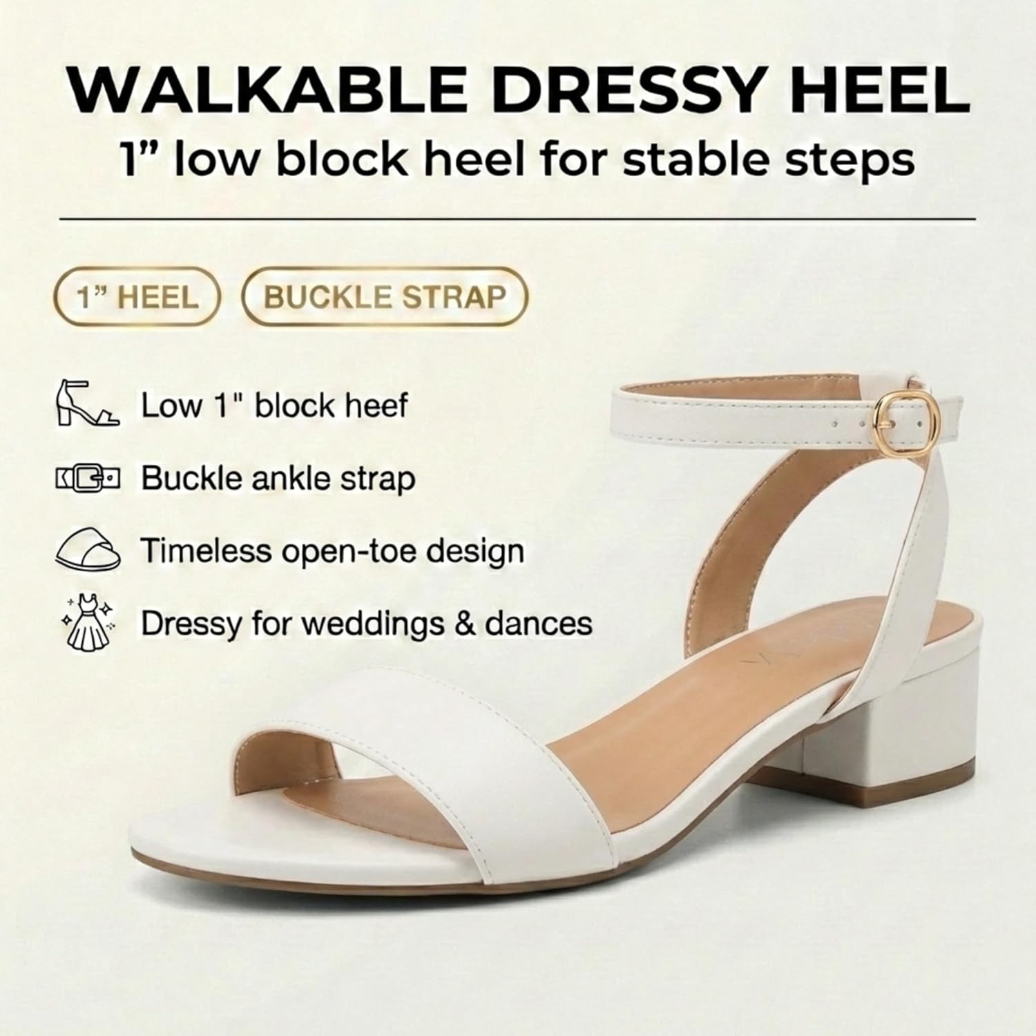 TruFox 1 Inch Low Heel Sandals for Women Dressy Short Black Heels Silver Dress Sandals Strappy Comfortable Sandal for Teen Girls Open Toe Ankle Strap - Image 3