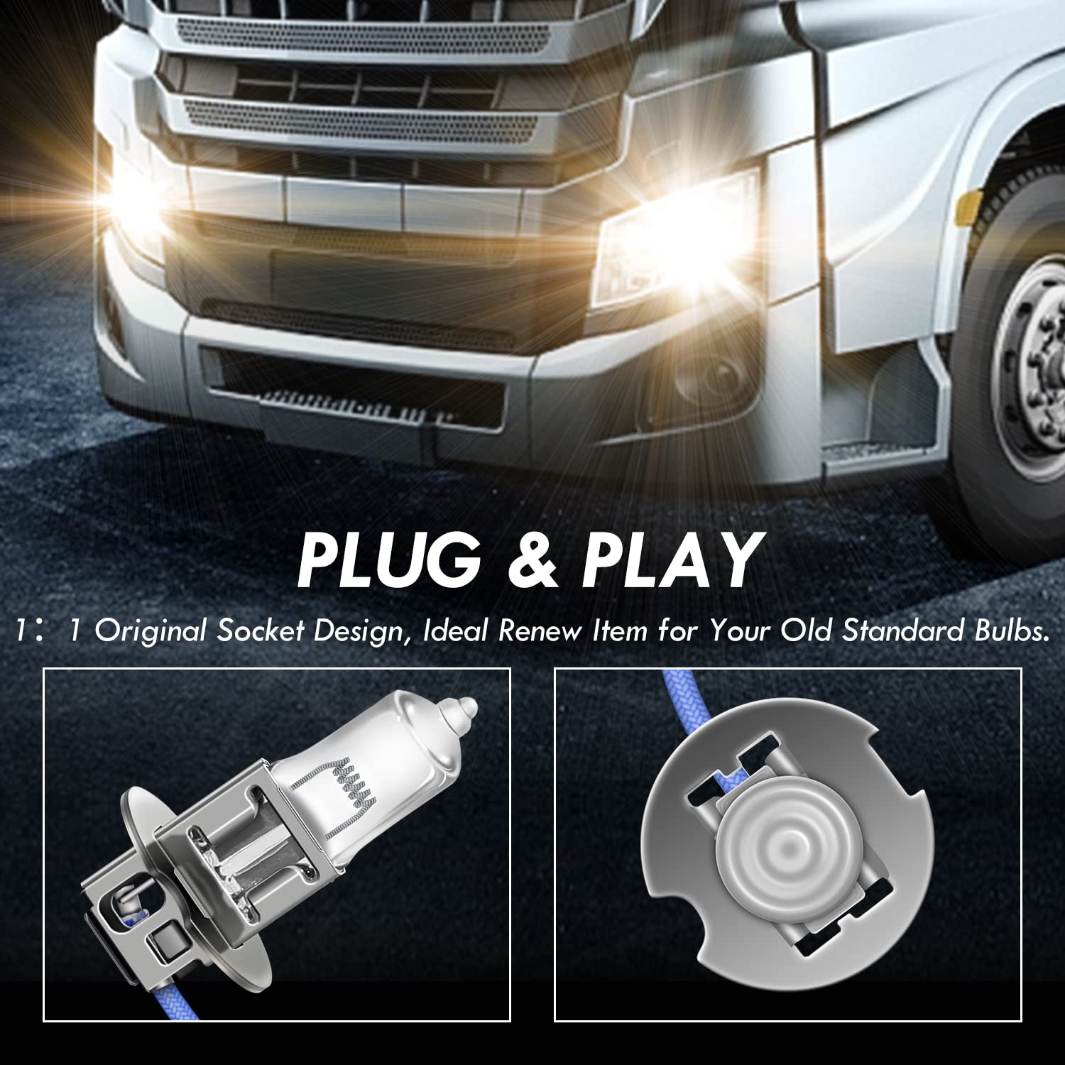 Asasytal H3 24V 70W Halogen Bulbs, 3000K Yellow Super Bright Headlight Renew, Replace for Truck/Lorry Headlight Bulb - Image 4