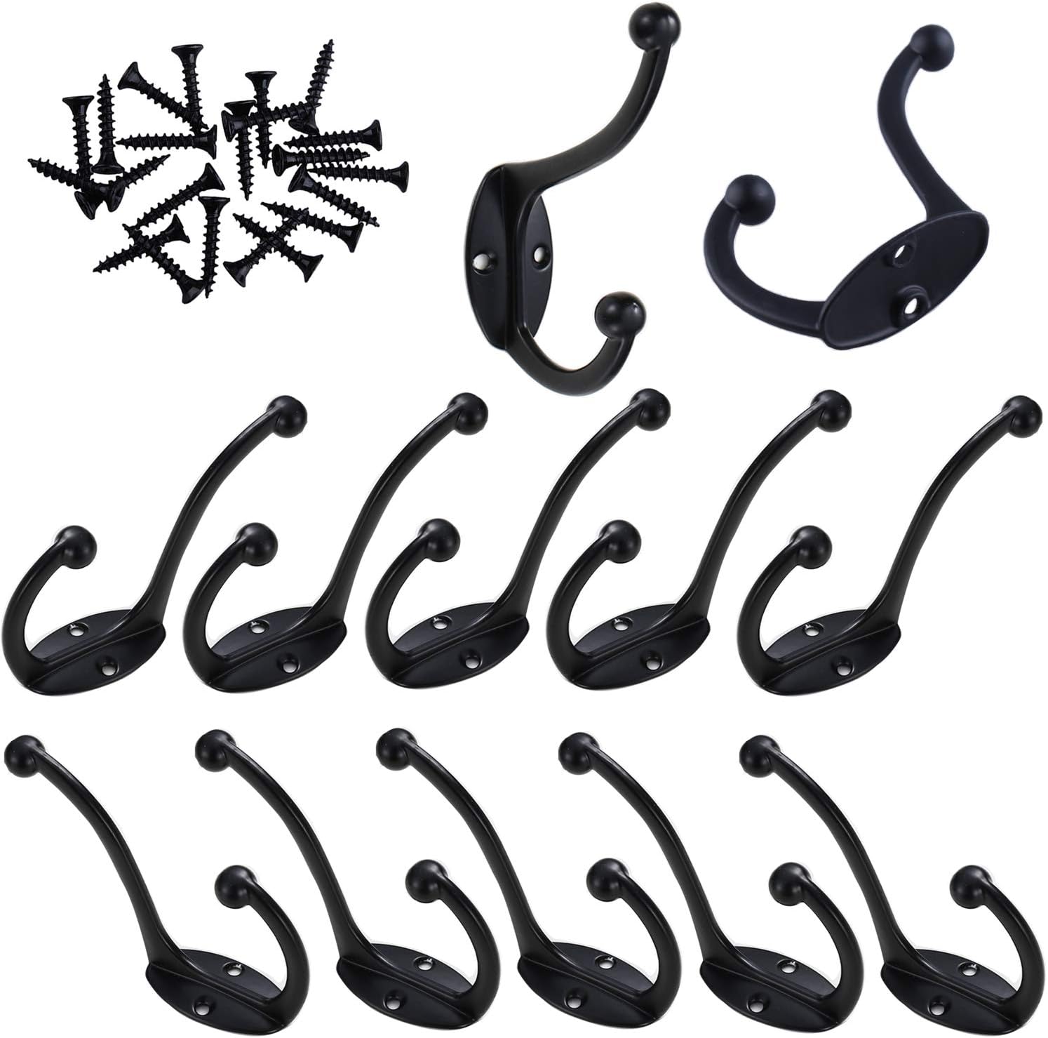 MEETS 12 Pack Black Coat Hooks Utility Hooks for Kitchen