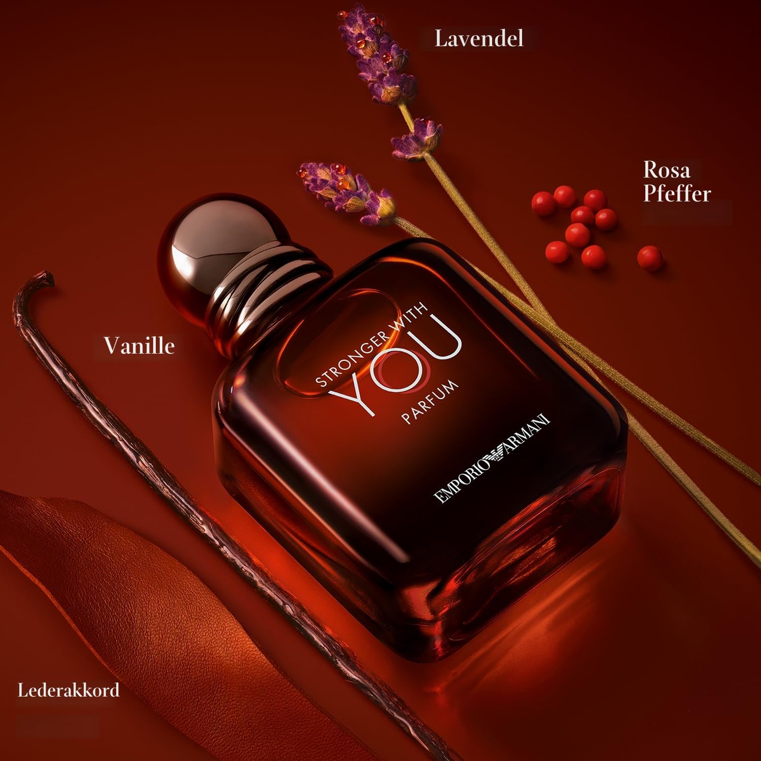 Emporio Armani Stronger With You Parfum, Armani Beauty für Herren, Herrenduft, Holzig-warmer Amber-Duft, mit Rum, Bergamotte, Lavendel, Zedernholz und Vanille, 50ml