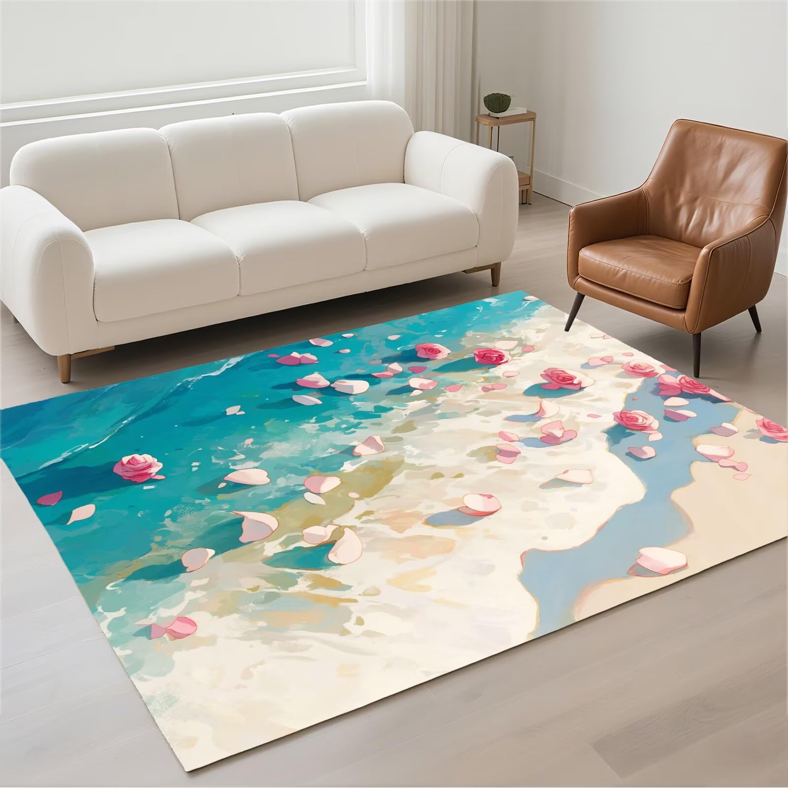 Grand carpet lavable 120x180cm et tapis de couloir antidérapant rose