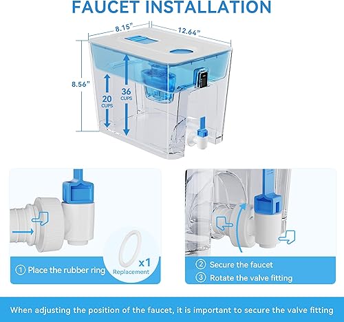 Miniatura 5 de Dispensador de filtro de agua para grifo y agua potable, capacidad de 36 tazas, sin BPA, elimina flúor, cloro, plomo, productos químicos para siempre