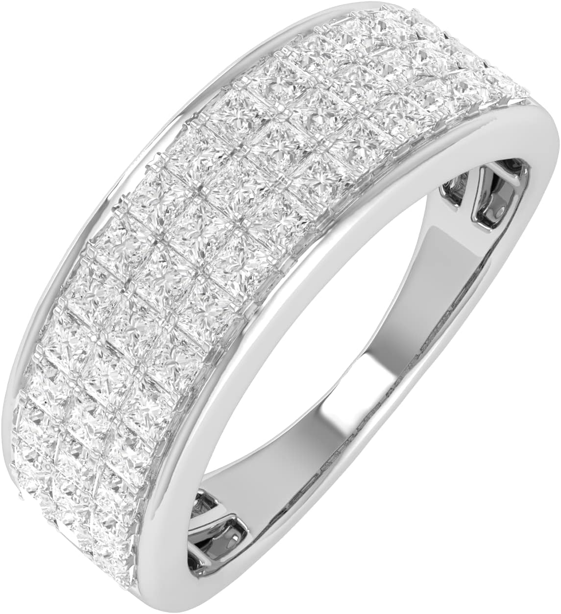 1 Carat 3-Rows Unisex Diamond Wedding Band Ring in 14K Gold