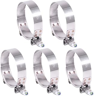 Hilitchi 5Pcs Stainless Steel T-Bolt Clamps with Rounded Band Edges Heavy Duty Turbo Intake Intercooler Clamp (63-71MM) for 2 1/4 Inch