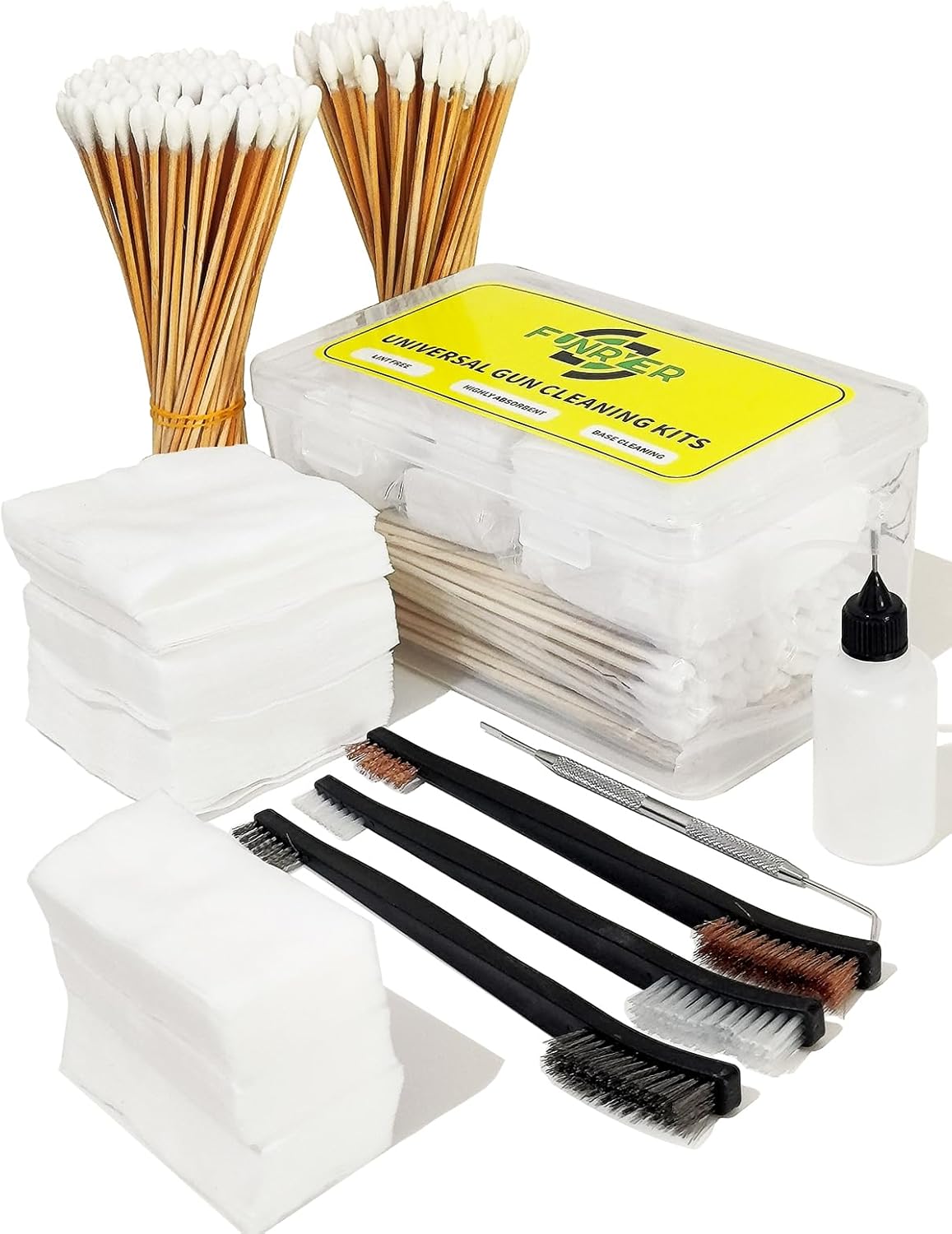 505PCS Gun Cleaning Kits, 200PCS 6" Gun Cleaning Swabs and 150PCS 3x3 Gun Cleaning Patches + 150PCS 3x1.5“ Gun Cleaning Patches Lint Free with Gun Cleaning Brushes in Storage Case