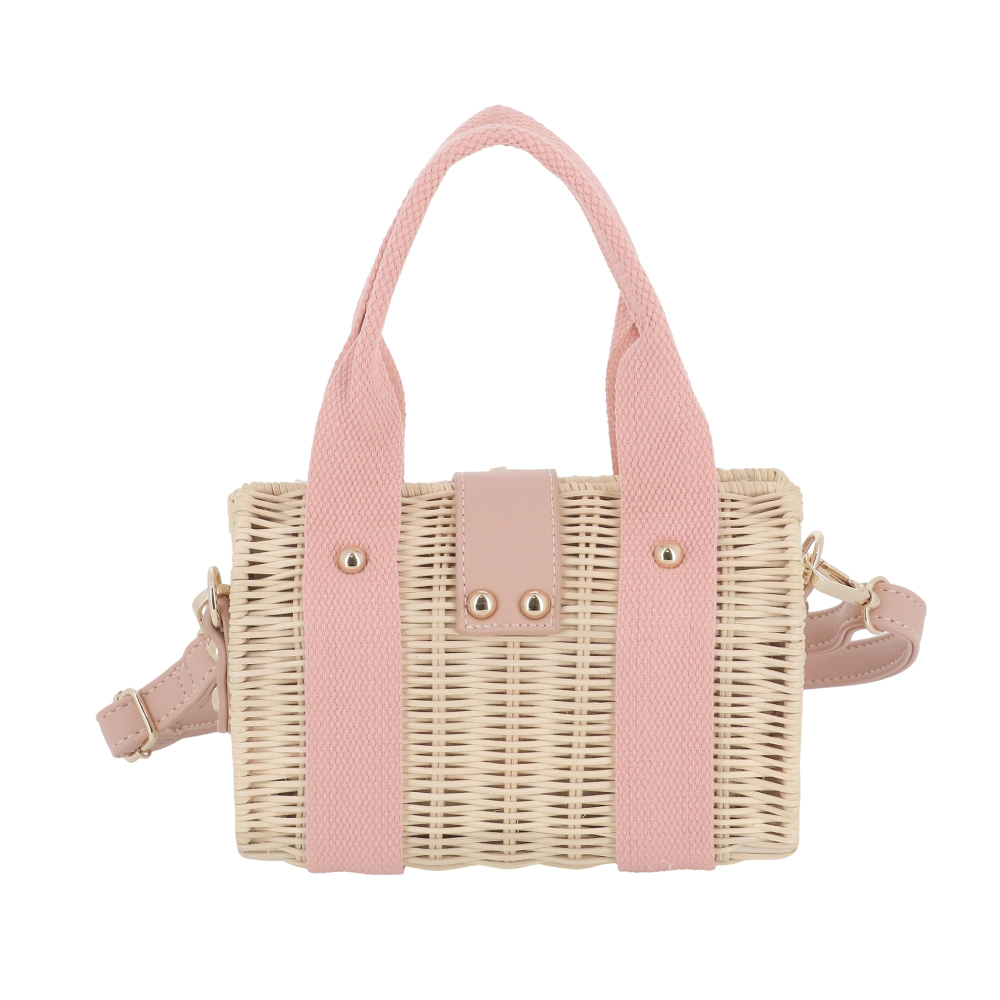 flora & co Sac à Main Bandoulière en Paille Tissée pour Femme - Petit Sac de Plage Vacances Estival - Besace Bohème Porté Main Épaule - Chic Moderne